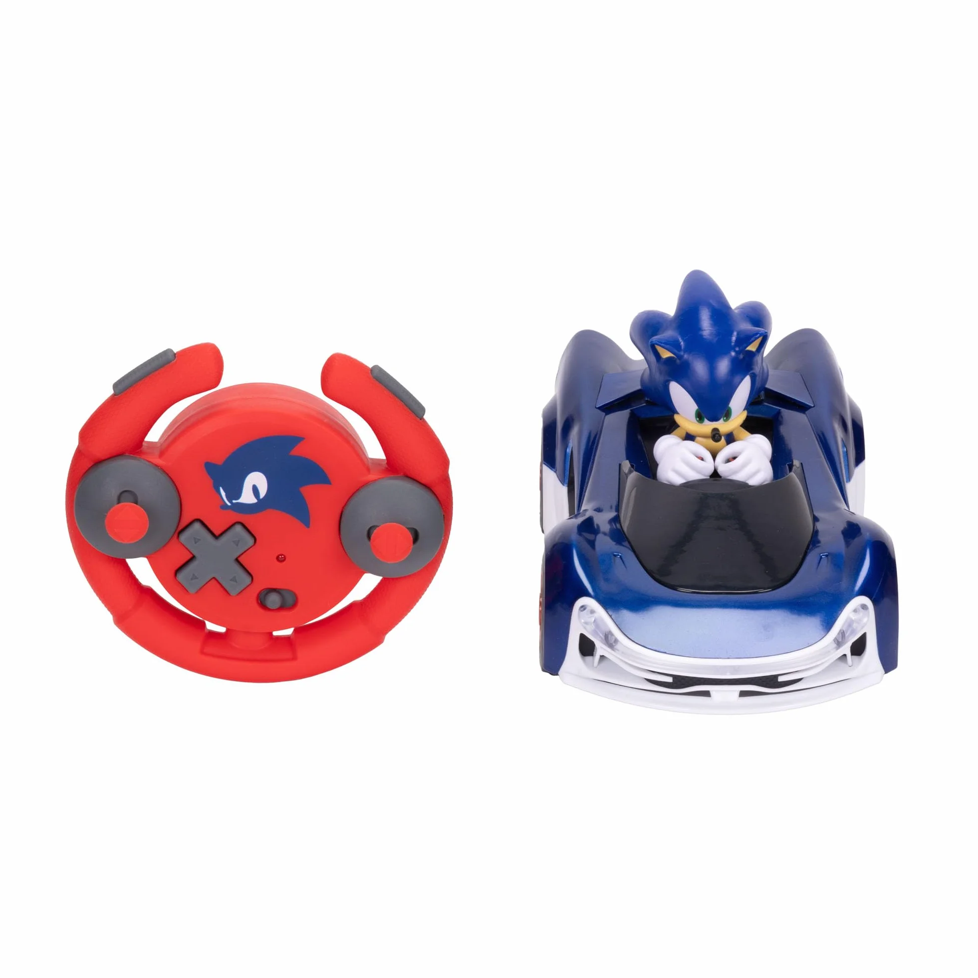Sonic the Hedgehog Speed Star Lightning Drifting RC Oficjalnie licencjonowany przez Jakks Pacific - Zdalnie sterowane samochody z podświetlanymi kołami, gra interaktywna z czerwonym pilotem na baterie