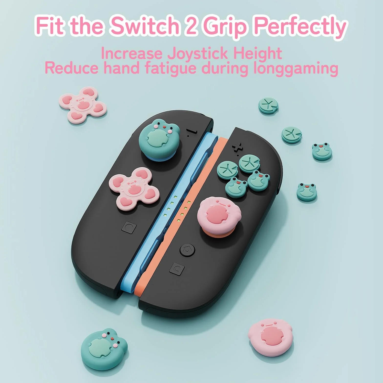 GeekShare ABXY Nakrętki na guziki w kształcie litery D, kompatybilne z Switch 2, żaba, aksolotl