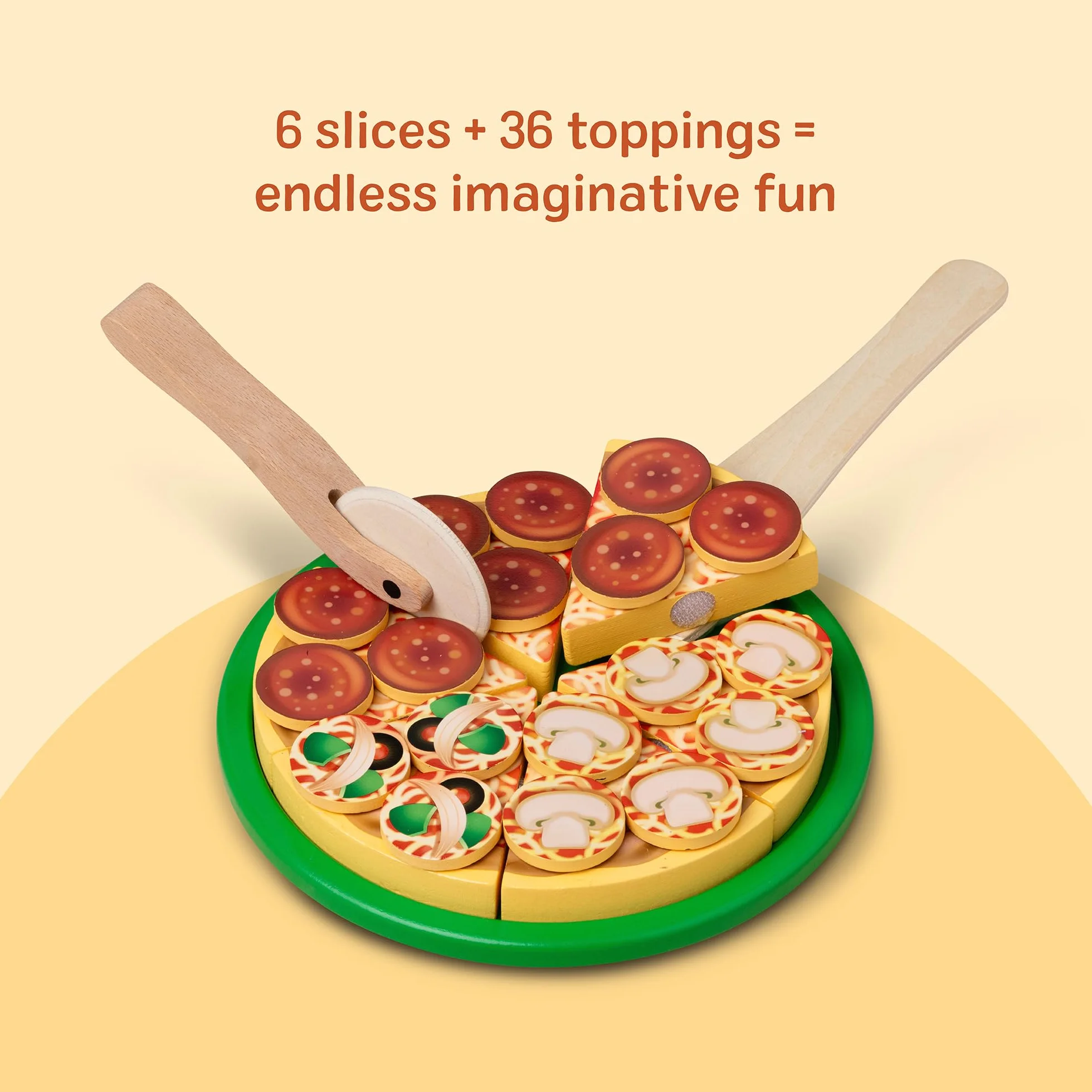 Melissa & Doug Drewniana Pizza | Zabawka dla dzieci | Zabawa w udawanie | Drewniane jedzenie do zabawy |Zabawy Montessori | Prezent dla dzieci w wieku 3 4 5 lat | Dla chłopca lub dziewczynki