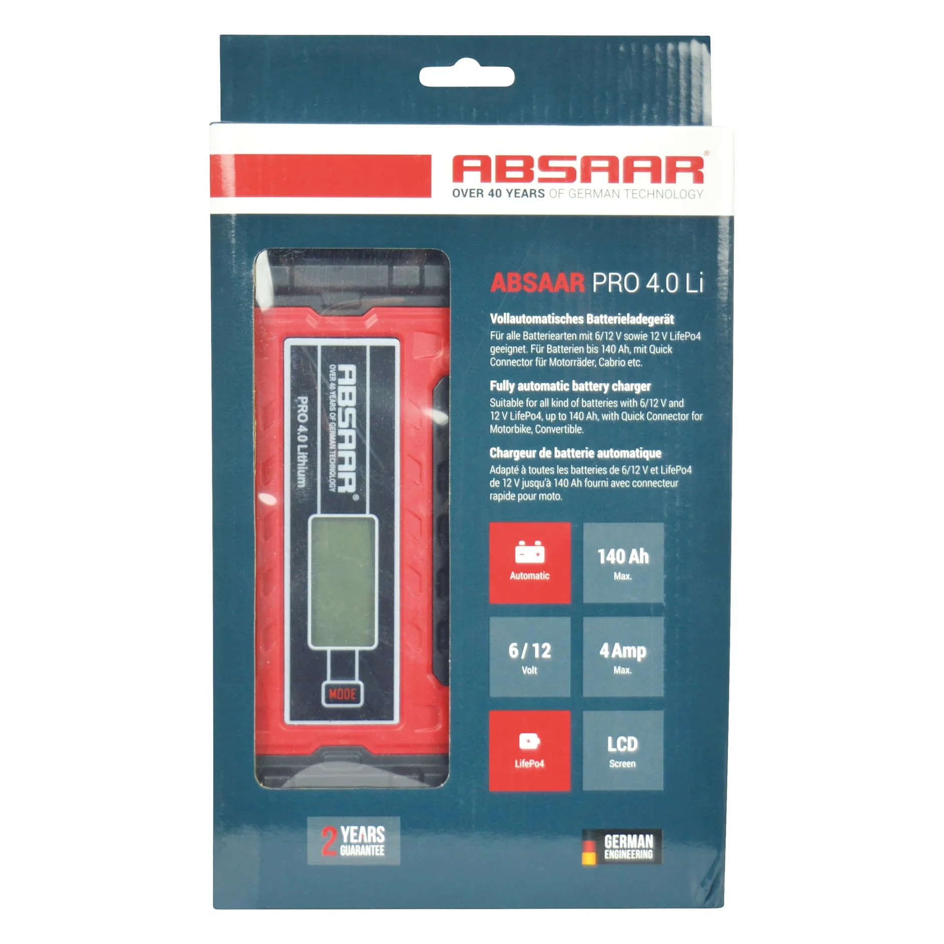 Absaar Pro 4.0 ładowarka do akumulatorów 6/12 V 4 A