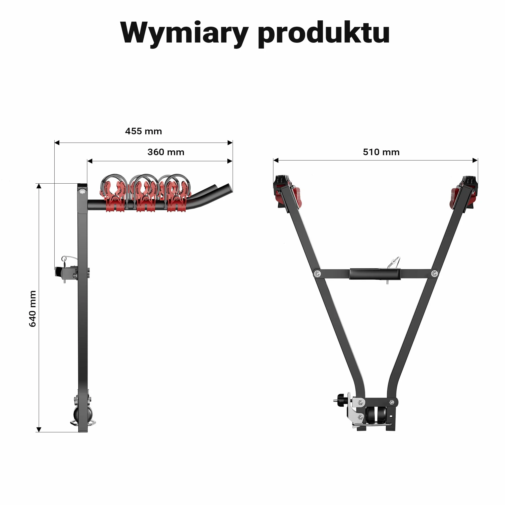 Wiltec Bagażnik rowerowy na 3 rowery na hak holowniczy 45 kg stal Q235