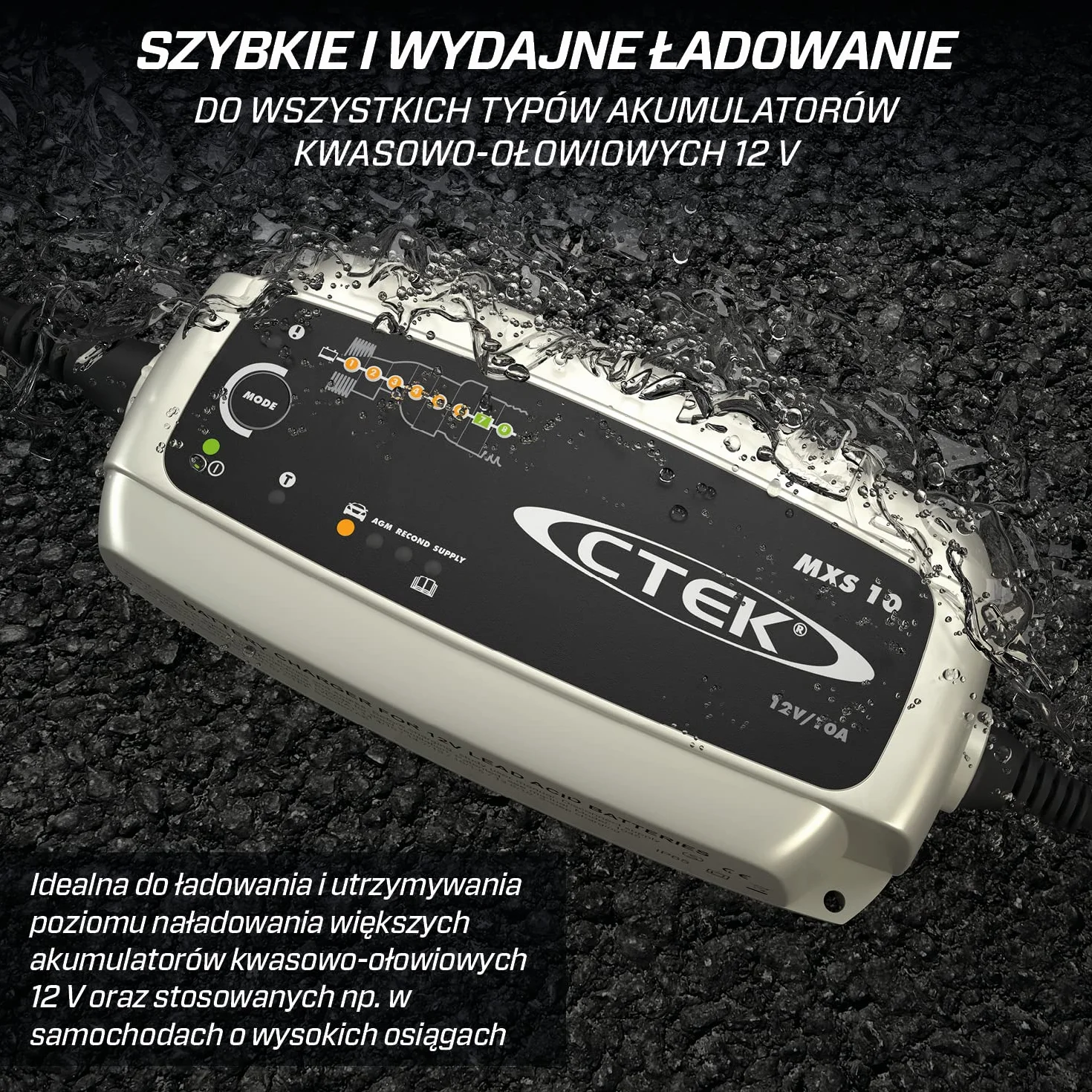 CTEK MXS 10, Ładowarka 12V Dla Większych Akumulatorów Samochodowych, Łódź, Ciężarówka, RV I Przyczepa Ładowarka, Odsiarczacz Baterii Z Dostaw I Tryby Regeneracji, Dedykowany Tryb AGM I Program Zimowy