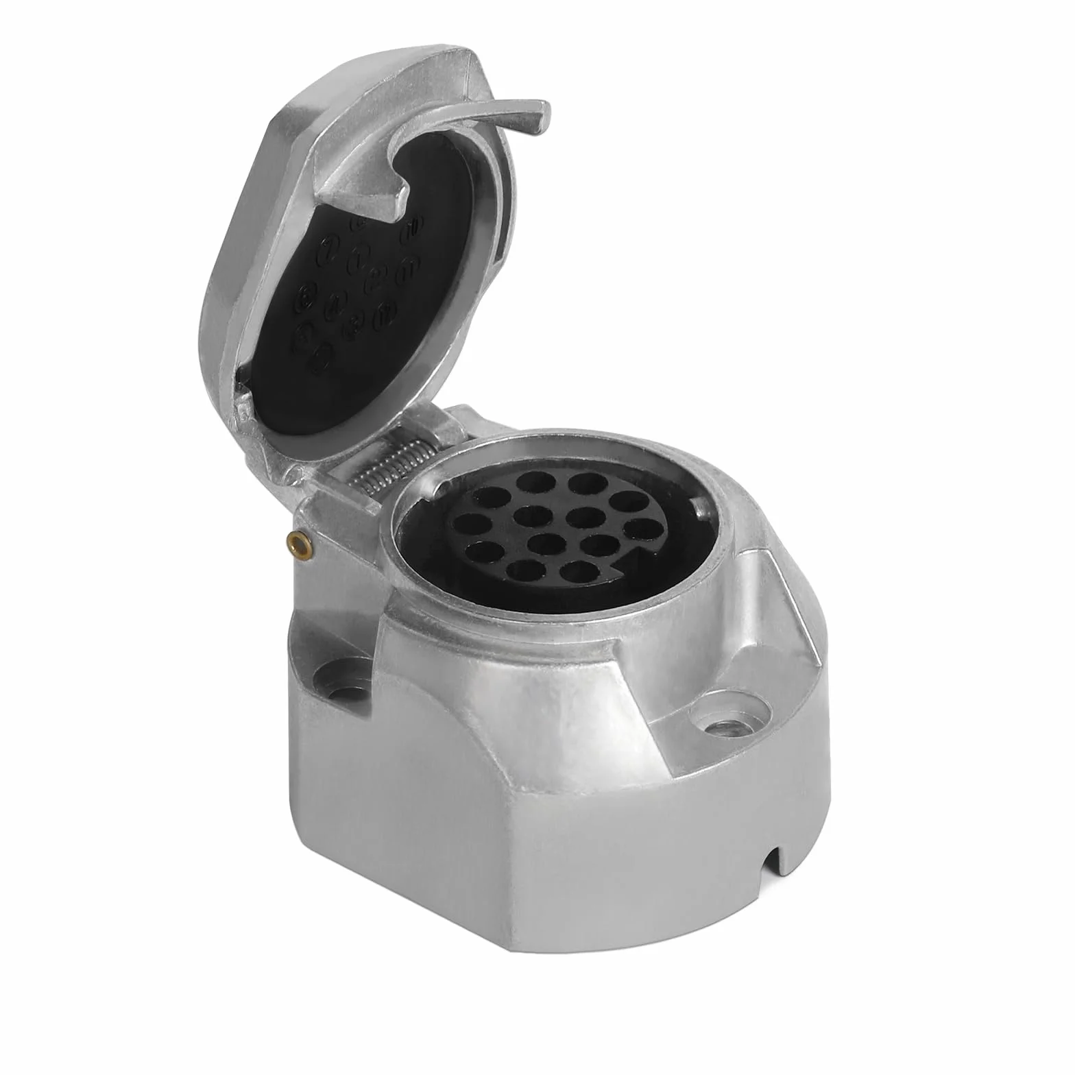 13-biegunowy adapter gniazda do przyczepy, 13 pinów ze stopu aluminium, nadaje się do haków holowniczych, łodzi, przyczep kempingowych, 13-biegunowa wtyczka do przyczepy, srebro, 3007