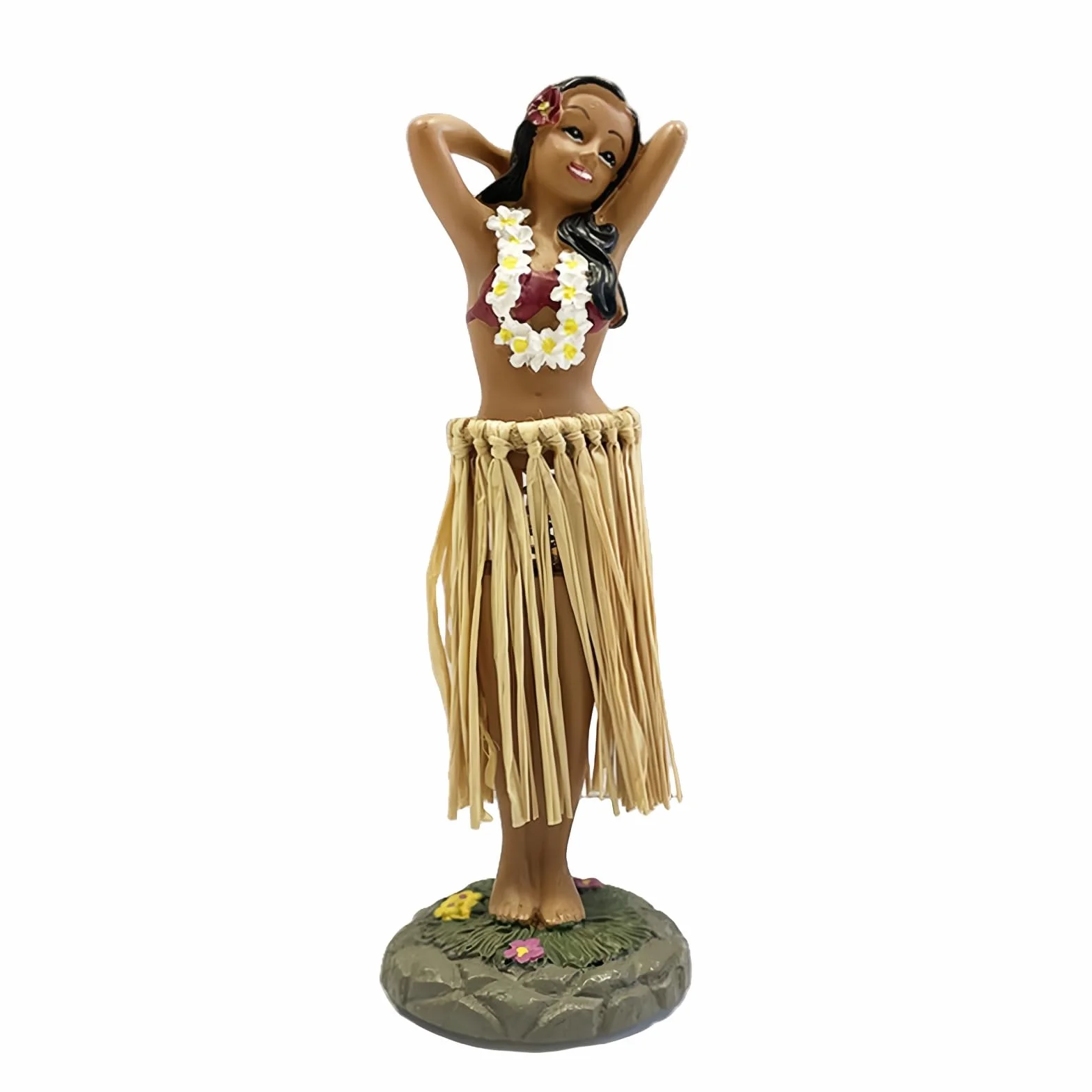 Hawaje Dashboard Hula Doll, realistyczna figurka z żywicy poliestrowej do deski rozdzielczej samochodu, Hawaje Hula Girl Posing, lalka na stół do domu/biura, bar na