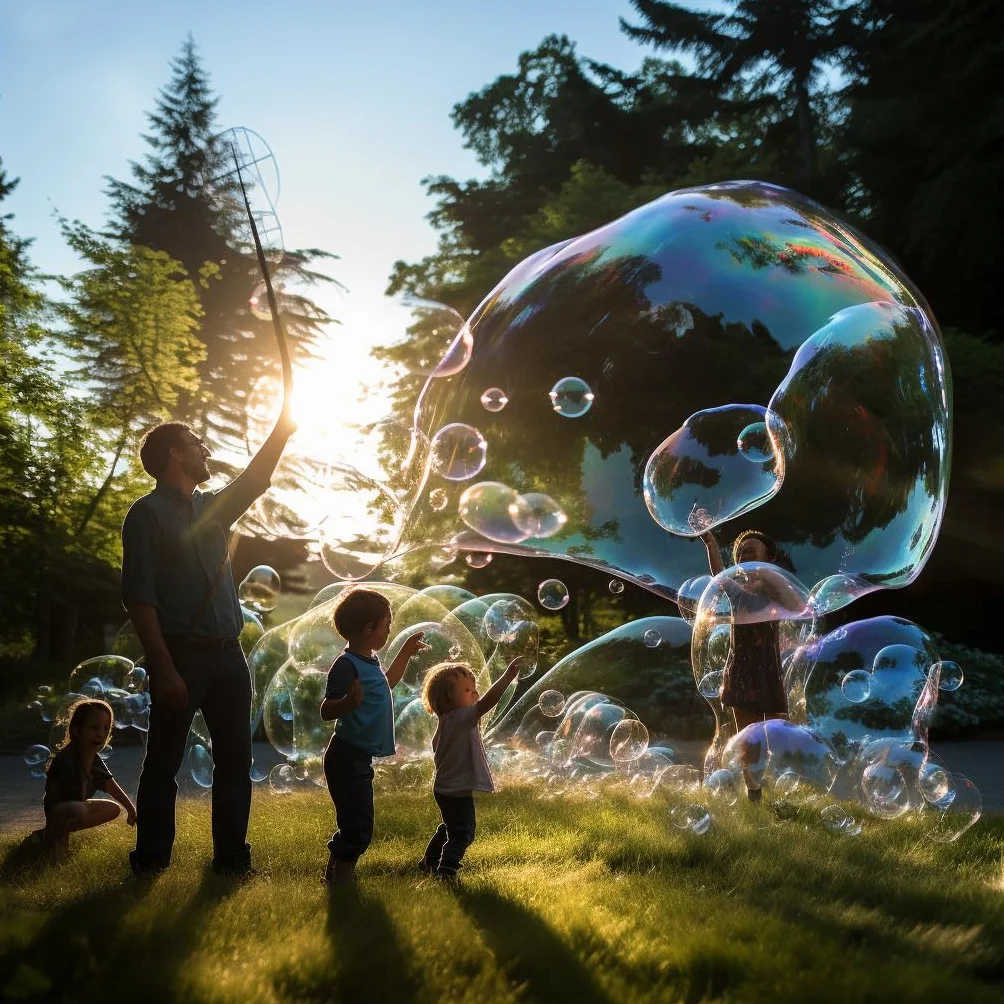 Bubble Brothers Zestaw olbrzymich baniek mydlanych, 3 pałeczki do baniek mydlanych i 5 l płynu do baniek mydlanych, zestaw dla dzieci, do baniek mydlanych i ogromnych baniek mydlanych (5 l + 3