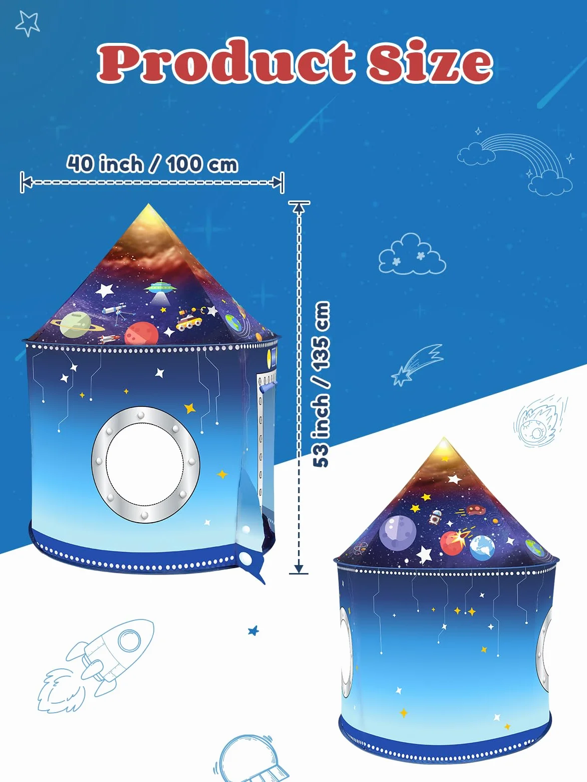 Namiot do zabawy Rakieta Playhouse dla dzieci Indoor Outdoor Duży Astronauta Pop Up Przenośny