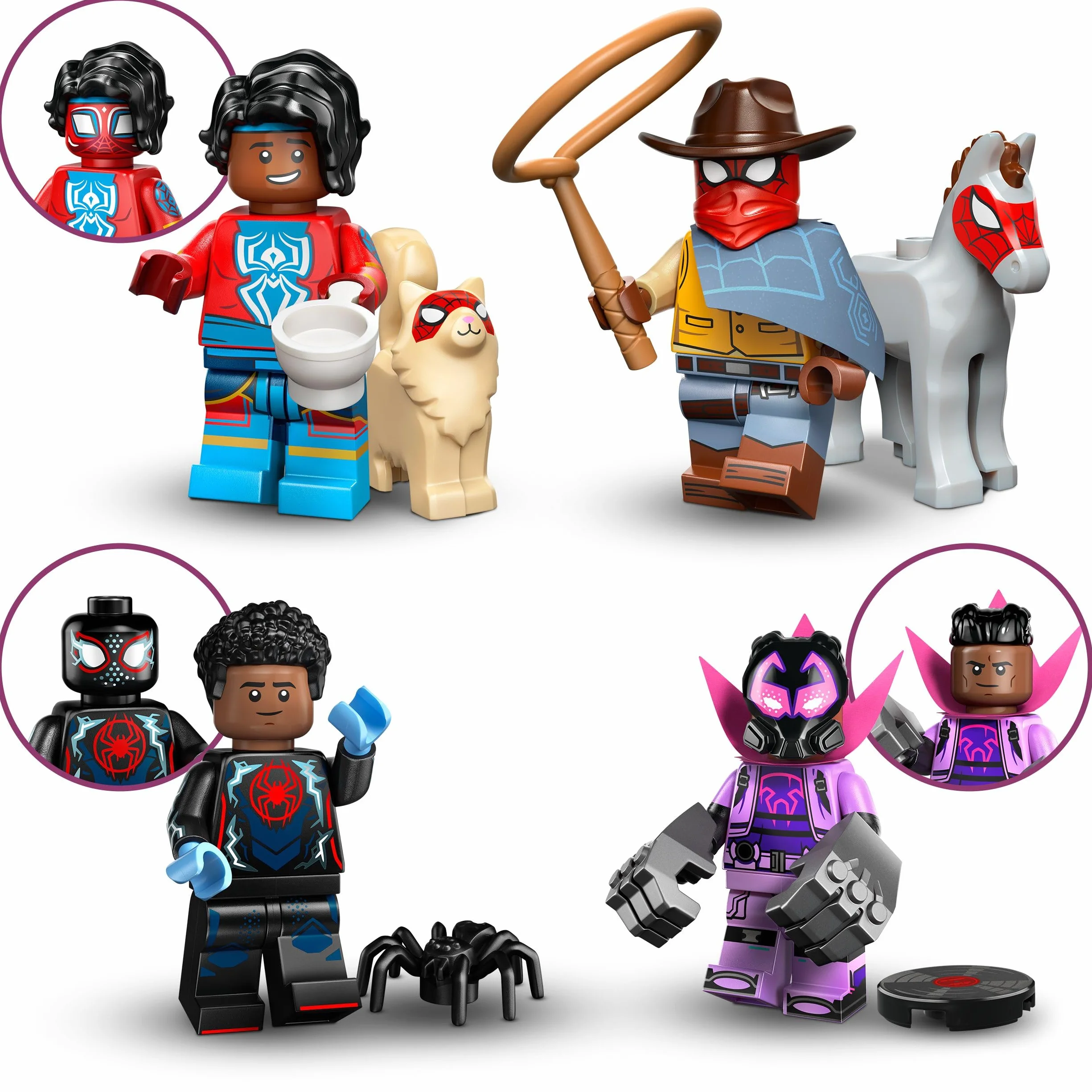 Lego Spiderman minifigurki z serii z 12 figurkami Spidermana: kompletny zestaw minifigurek Lego z serii 71050 Across The Spider-Verse (w zestawie z płytkami z nadrukiem)