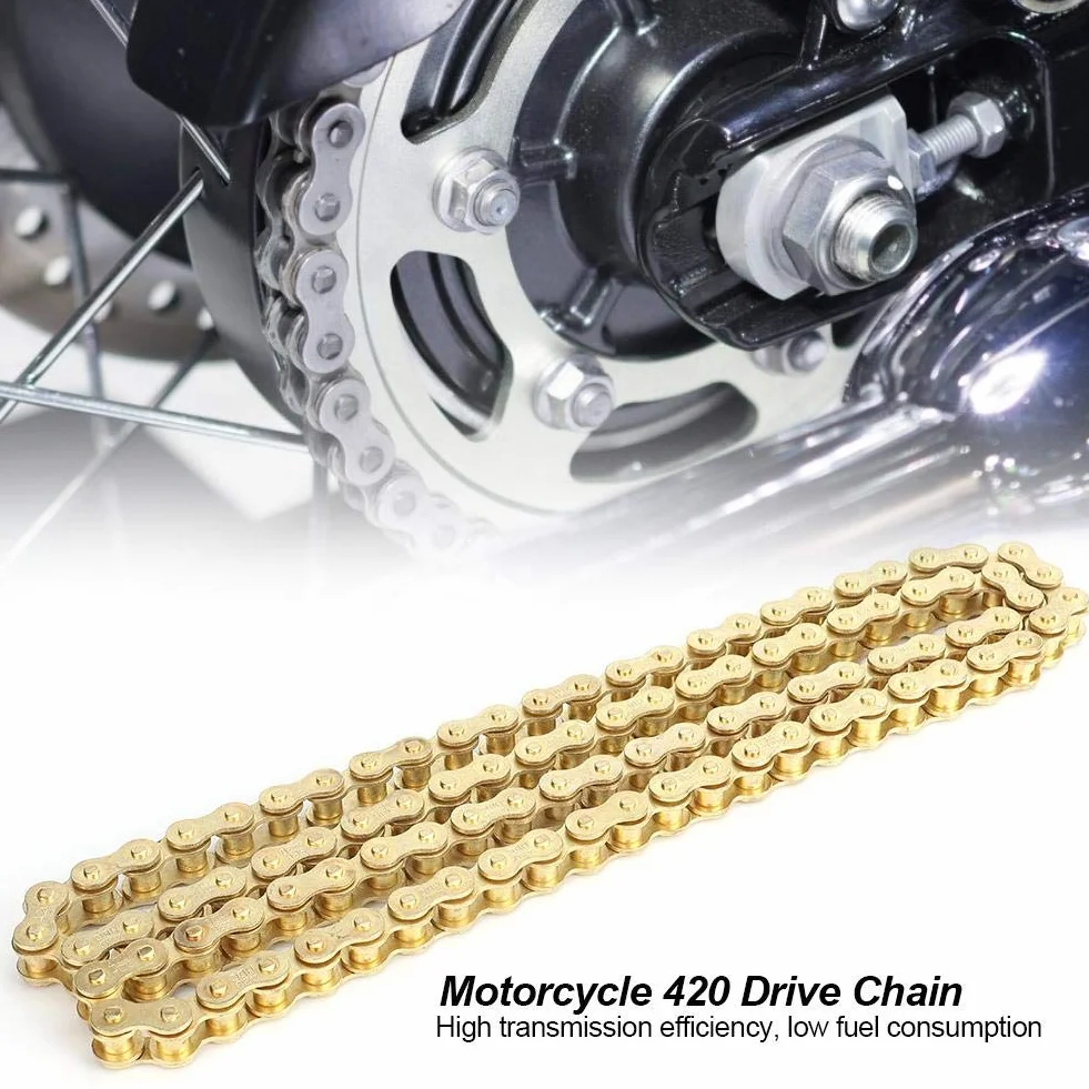 Łańcuch napędowy 420 48 ogniw złoty do motocykli 50 110 125 cm3