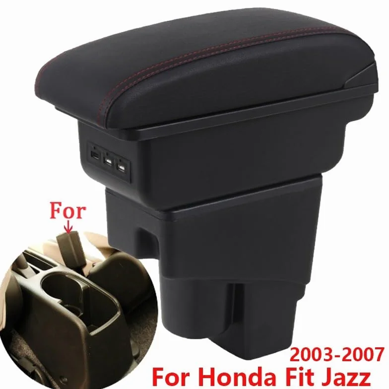 Armsteun Richter Bush Pasuje do podłokietnika samochodowego Honda Jazz 2003-2007 Arm Storage Box Car Accessories(B2 Black line 3USB)
