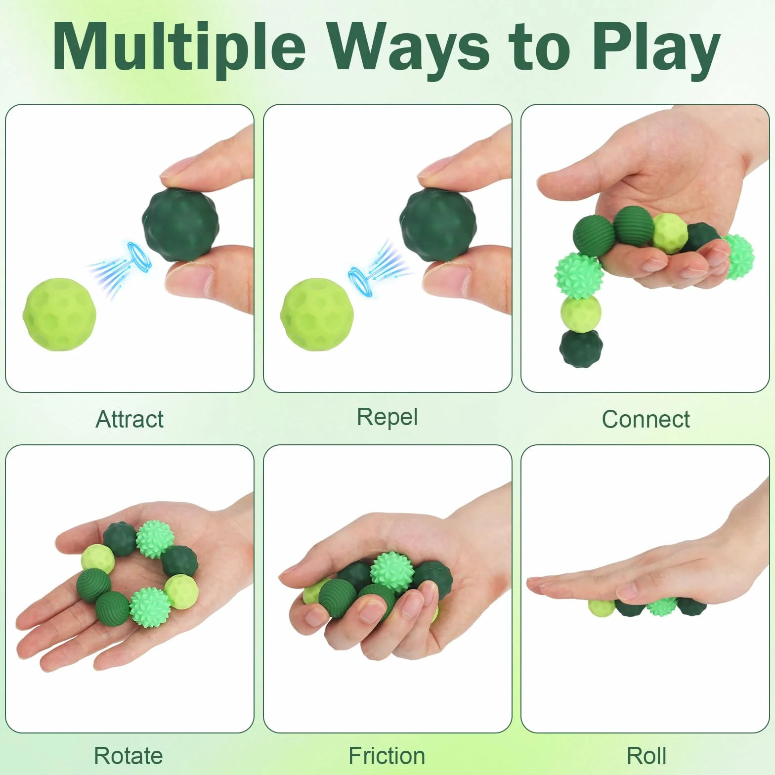 Realjoy Magnetyczna zabawka fidget, 8 sztuk, z kulkami magnetycznymi, antystresowa zabawka dla dzieci i dorosłych