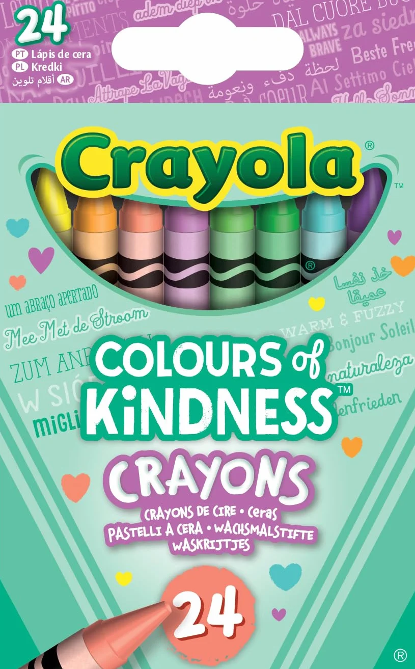 CRAYOLA Colours of Kindness kredki – różne kolory (24 sztuki) | kolory, które reprezentują dobre uczucia, idealne dla dzieci w wieku od 3 lat