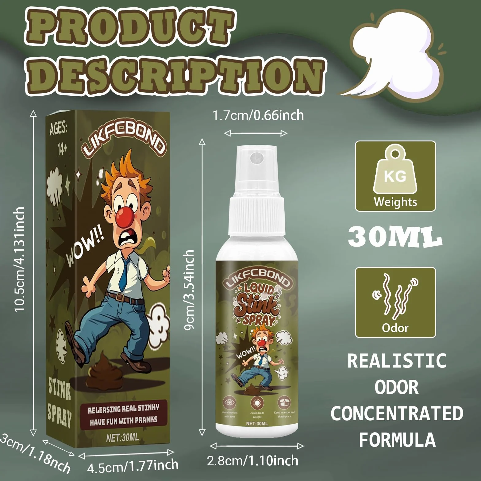Śmierdzący Spray, Ekstra Mocny Spray Płynie, Niesamowity Śmierdzący Spray na Zarty, Funny Prank Stink Spray dla Dorosłych, Śmieszne Zart w Sprayu Nięcia, 1 Szt, 30ML