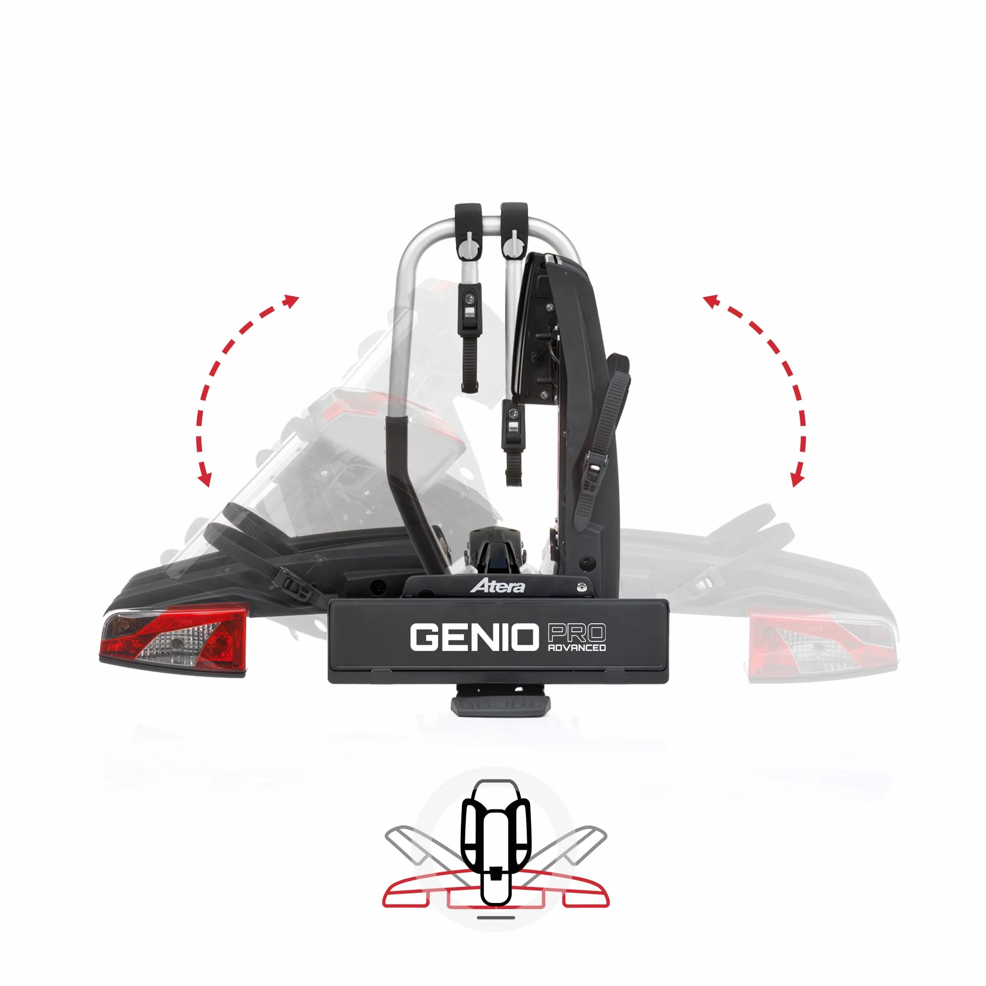Atera Genio Pro Advanced bagażnik rowerowy składany na 2 rowery e-bike srebrny