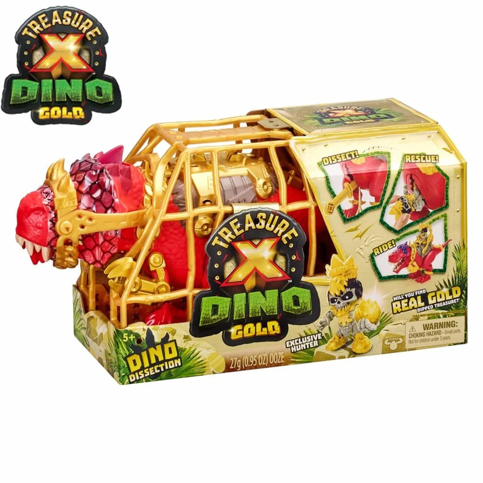 Treasure X Dino Gold Rozebranie - Przeanalizuj dinozaura, aby znaleźć rzadkie skarby - Zabawki dinozaurów - 16 poziomów zabawy przygodowej