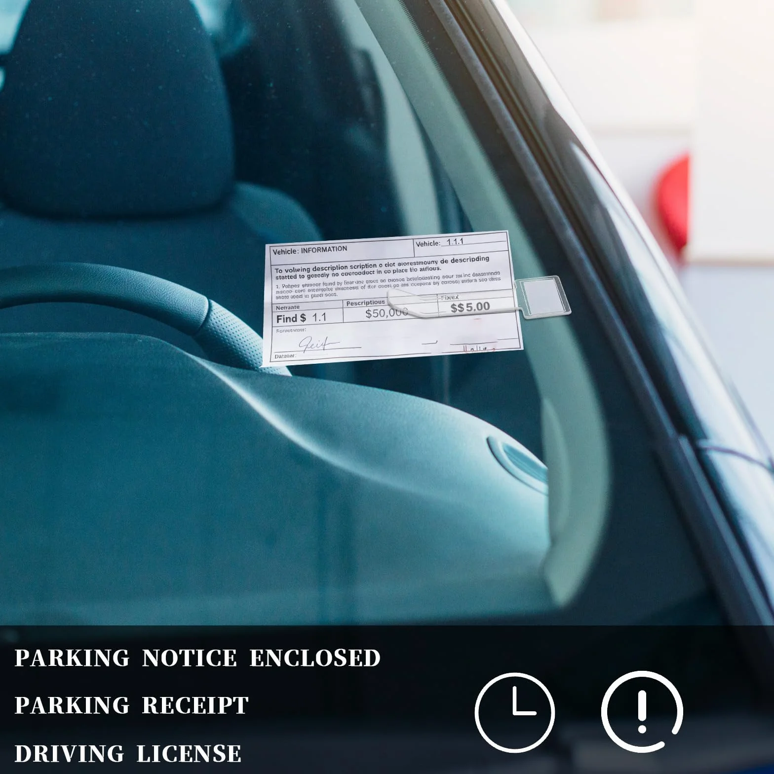 TIESOME 10 sztuk klipsów do mocowania biletów parkingowych, przezroczyste uchwyty na bilety na przednią szybę, samoprzylepny klips do samochodów, przyczep kempingowych, ciężarówek
