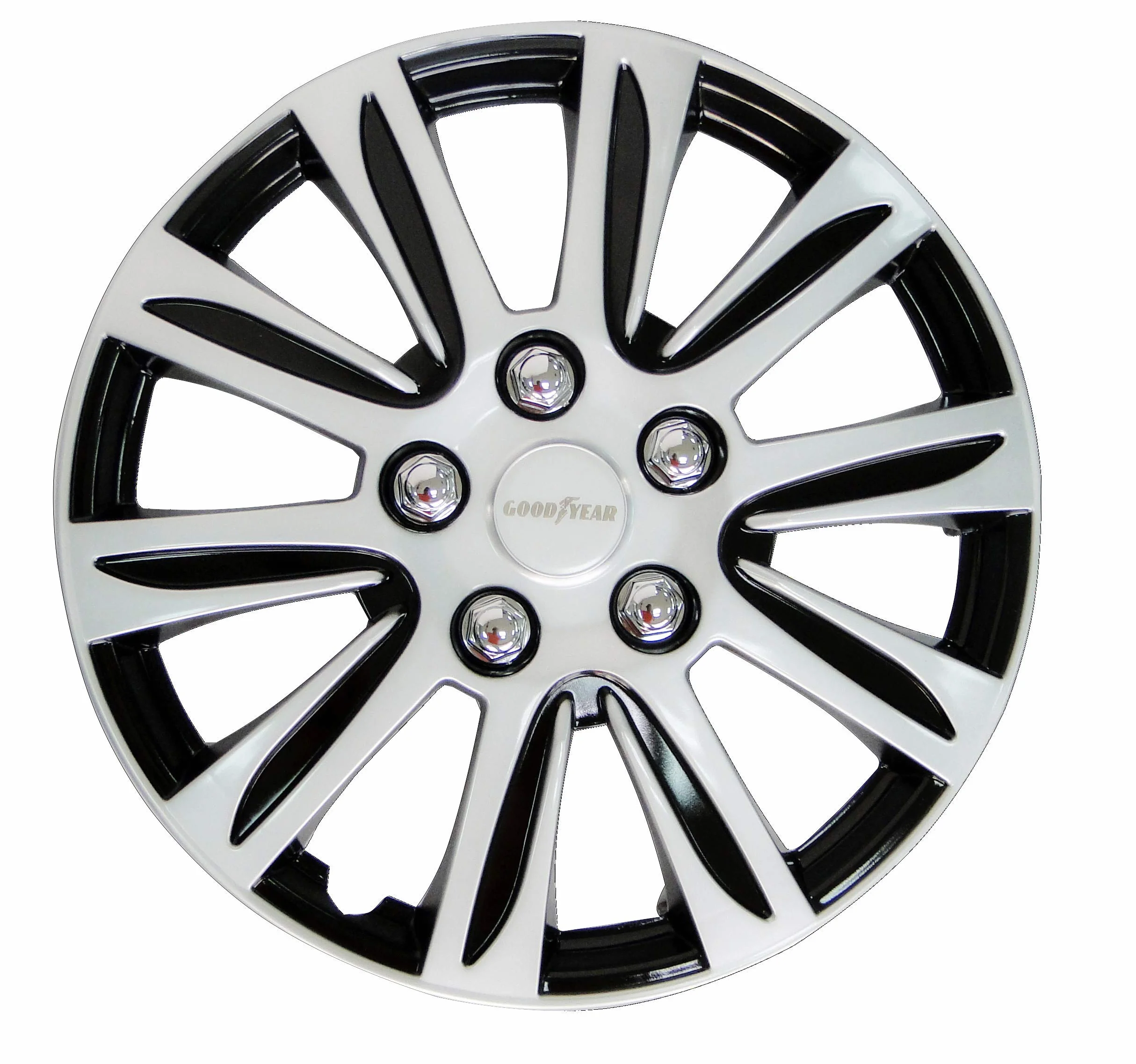 Goodyear kołpaki Laredo 16 cali ABS odporne na uderzenia czarno-srebrne 4 sztuki
