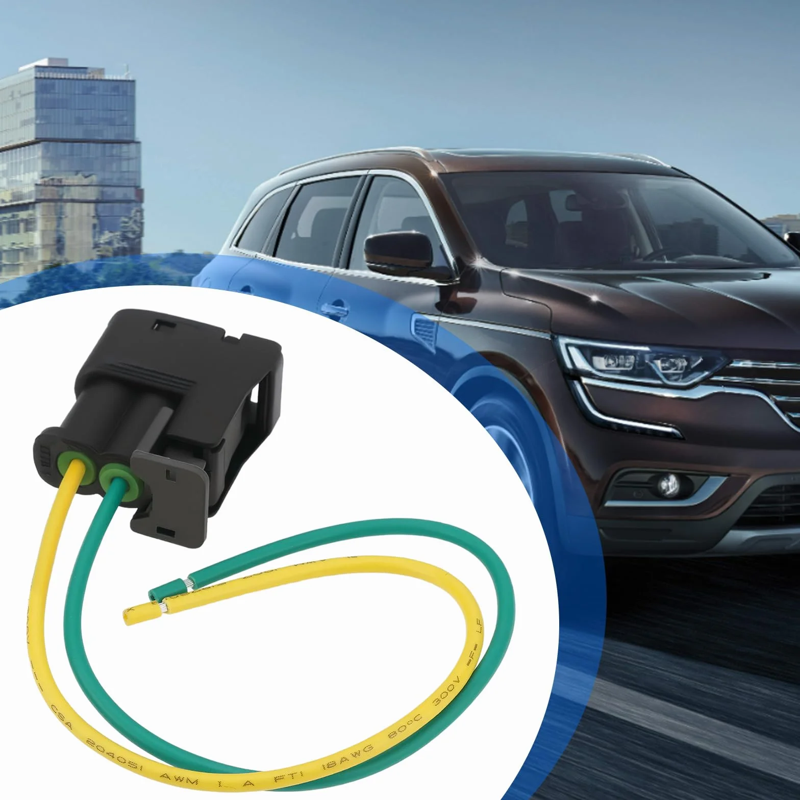 2-pinowe złącze cewki zapłonowej kompatybilne z Renault Avantime DE0, kompatybilne z Clio II BB0, długość żyłki 15 cm, 26,4 x 24,1 mm, z 4 zaciskami dwubiegunowymi złączem cewki