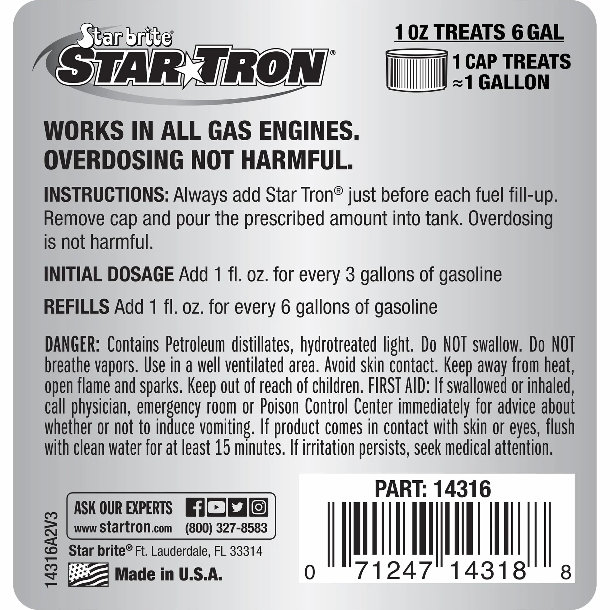 STAR BRITE Star Tron Enzyme Fuel Treatment Small Engine Formula 16 Fl Oz Treats 96 Gals Gas Additive
