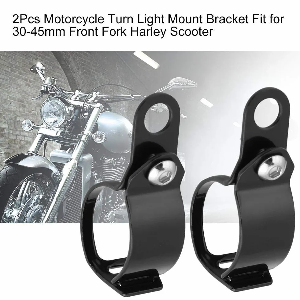 KIMISS Wspornik do kierunkowskazów motocyklowych for 30-45mm widełek przednich - 2 sztuki, czarny - montaż łatwy i solidny