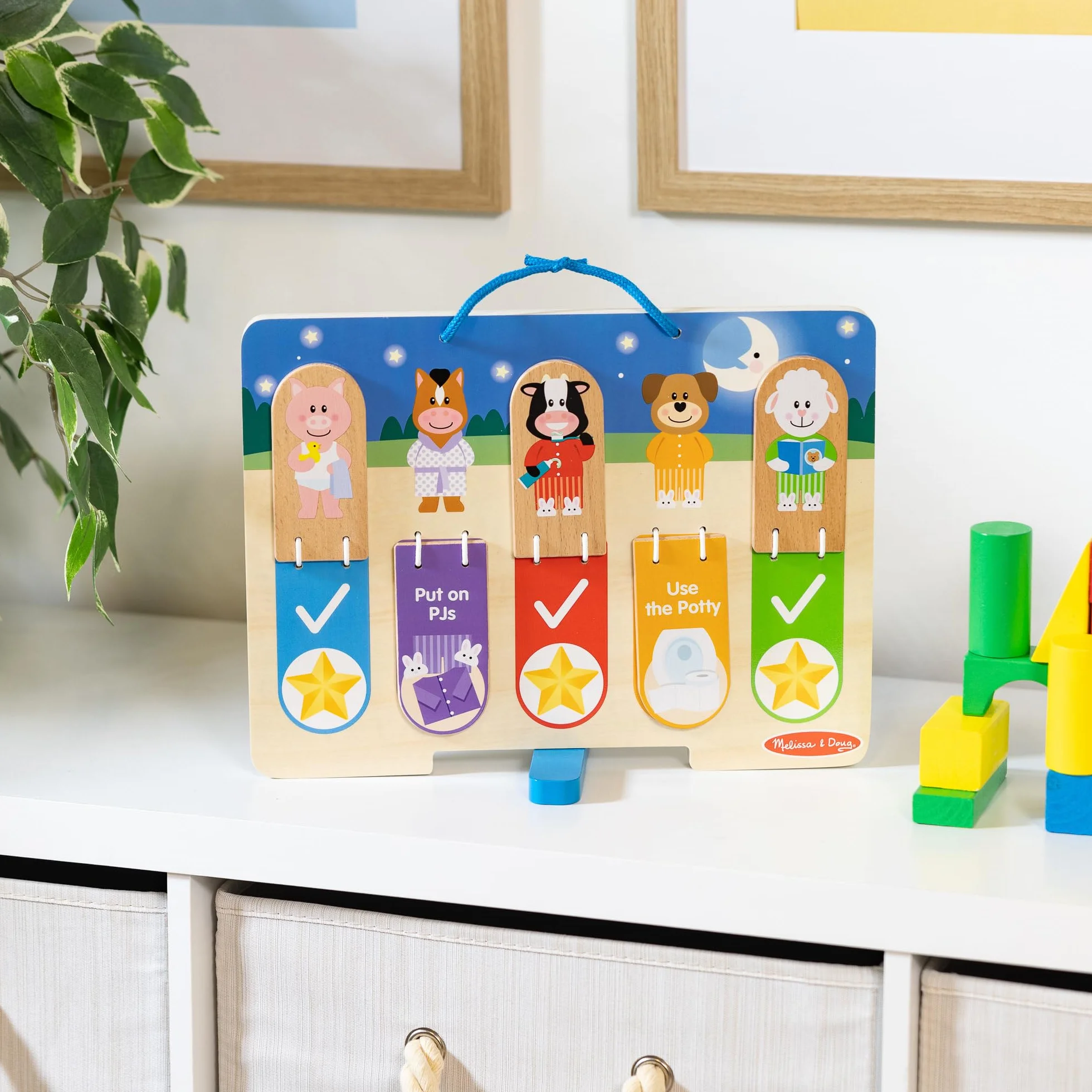 Melissa & Doug Drewniana tabela moich codziennych rutyn dnia i nocy dla chłopców i dziewcząt 3+