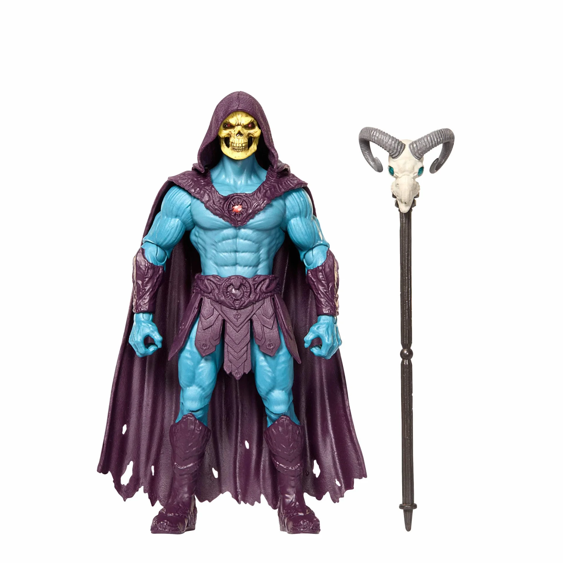 Masters of the Universe Władcy Wszechświata Film 2026 Szkieletor Figurka (ok. 14 cm w skali), złoczyńca, filmowy wygląd, 14 punktów ruchu i kostur z baranią czaszką, zabawka dla dzieci 6+, JKH92