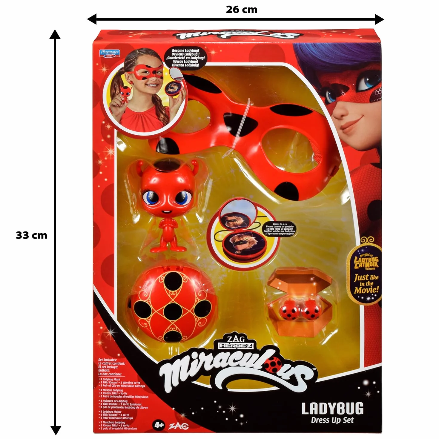 Bandai Cudowna biedronka - zestaw transformacyjny - kostium biedronka - maska, Yoyo, kolczyki Tikki Kwami, kostium i akcesoria, cud, zabawka dla dzieci w wieku 4 lat i starszych, P50604