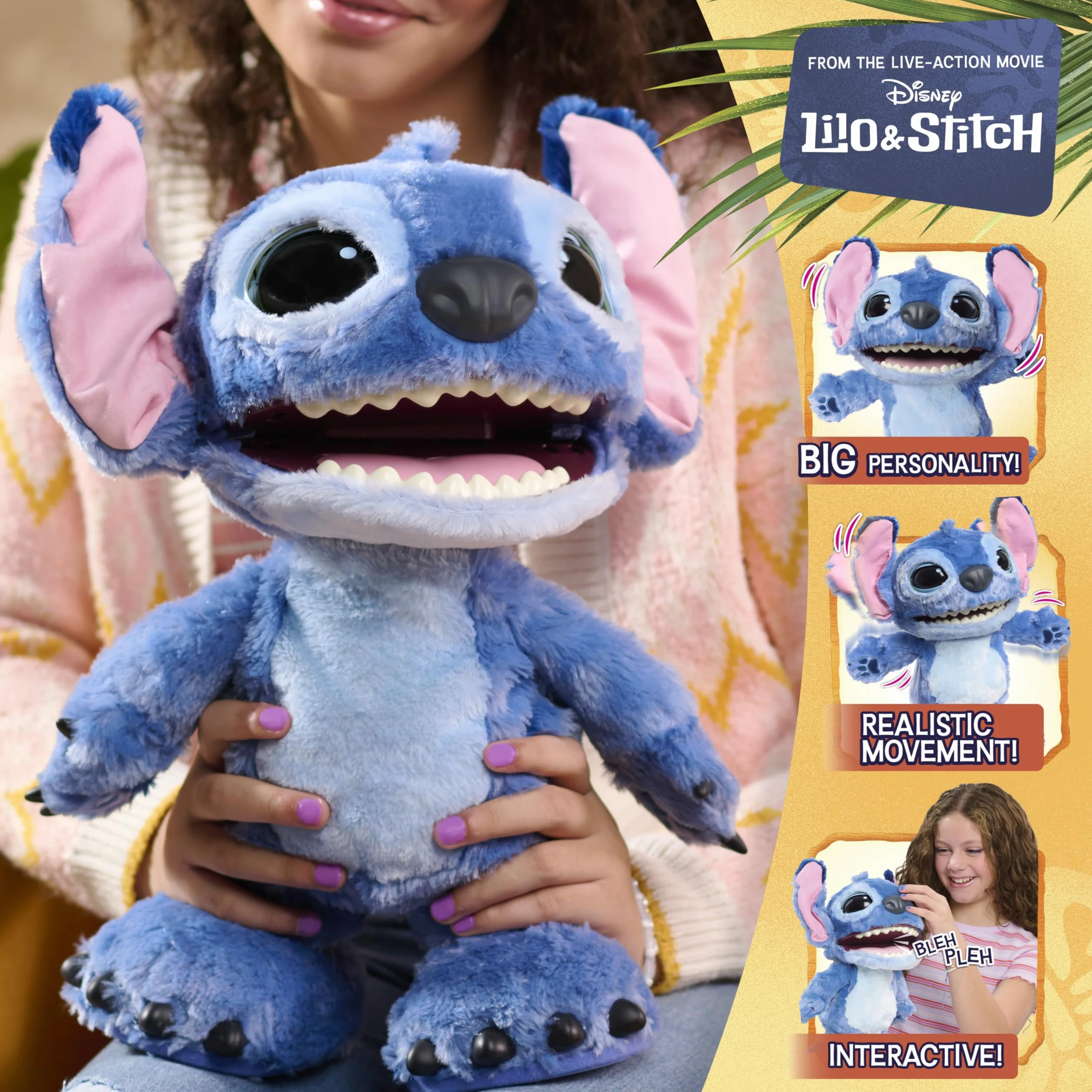 Disney Ultimate Stitch Interactive 17" Plush Toy, 100+ Sounds & Reactions, Inspired by Disney’s Live-Action Film, New Movie Toy for Fans, Girls, Boys, Kids 3+ by Just Play