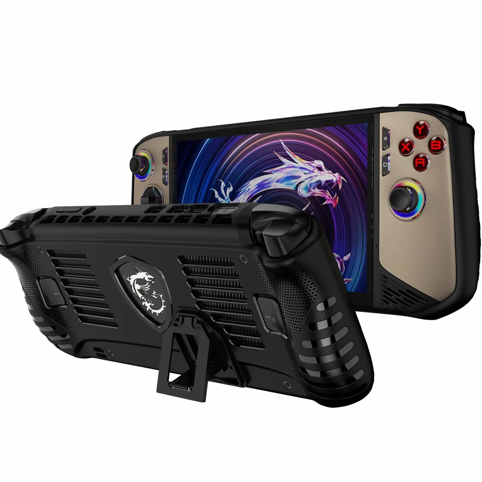 Etui Ochronne do MSI Claw 8 AI+ A2VM-015 Gaming Handheld 2025,TPU Miękki Torba Pokrowiec Etui Powłoki Akcesoria z Grip i Podpórką do MSI Claw 8 AI+ Konsola do Gier,Czarny