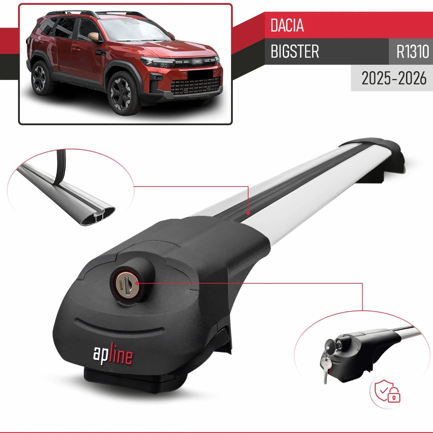 Aluminiowe poprzeczki dachowe ACE-1 do Dacia Bigster (R1310) 2025-2026 Szary 2 szt.
