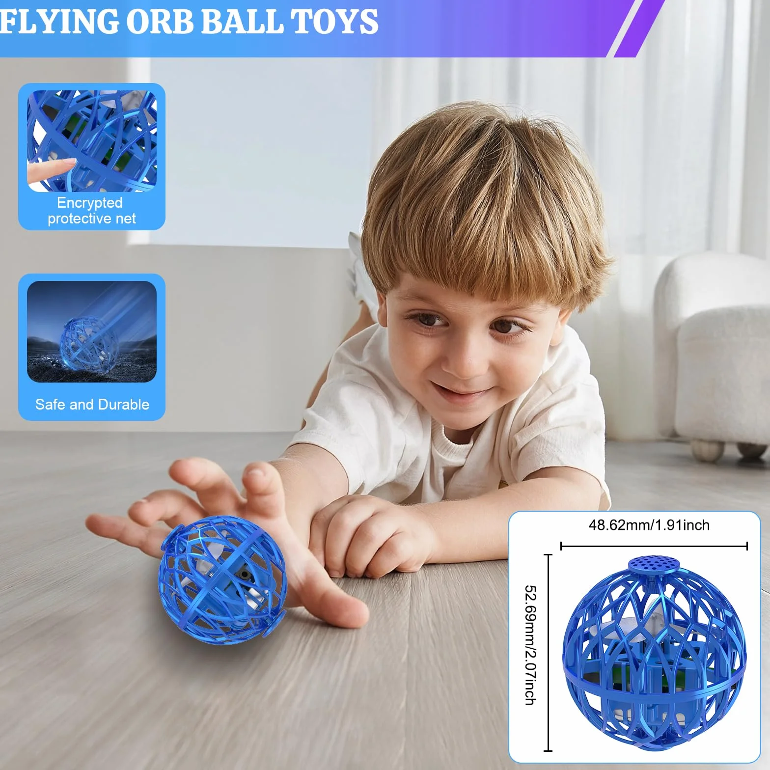 OBEST UFO Mini Drone Enfant,MINI Balle Volante Lumineuse,Hand Spinners LED,Flying Ball Sur La Paume,Toupie Enfant,Boule Volante Lumineus