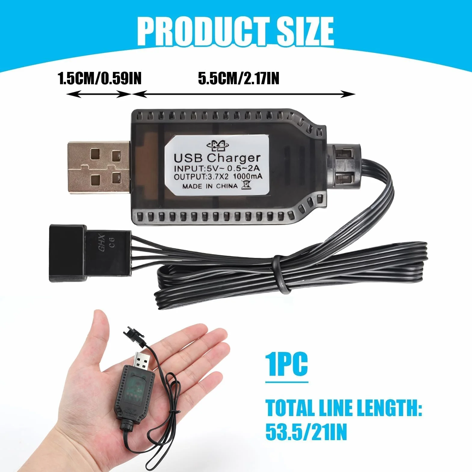 Kabel USB do ładowania RC Ładowarka uniwersalna z wtyczką SM-4P do akumulatora 2S 7,4 V LiPo kompatybilny z samochodem RC / samochodem / samolotem / dronem / RC i innymi zdalnie sterowanymi zabawkami