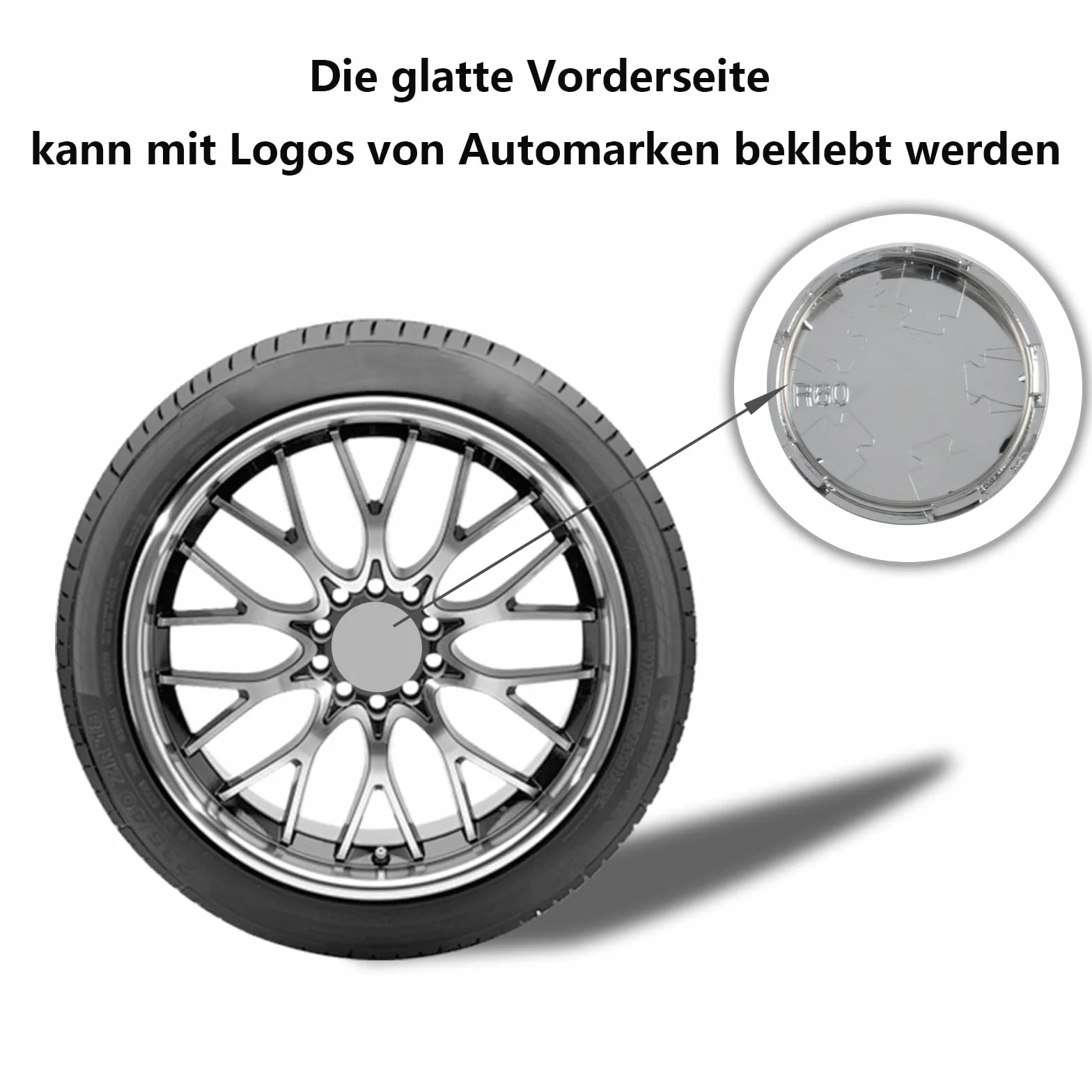 Komplet 4 sztuk Kapsle do piast kół, pokrywy piast ID 56mm OD 60mm, kapsle do felg, kapsle do piast, kapsle do samochodowych piast, Uniwersalne pokrywy piast ABS na dodatki do kół, kolor srebrny