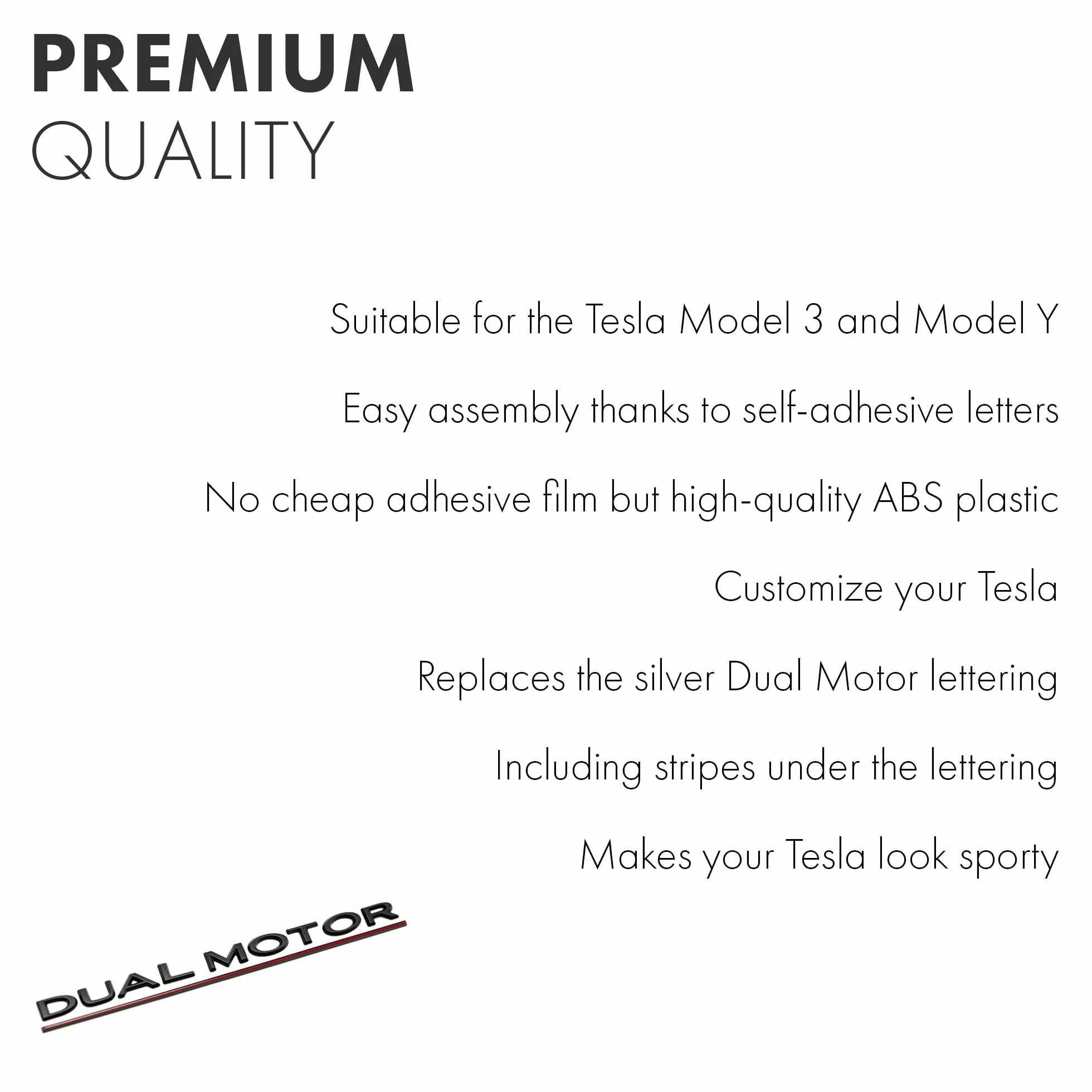 Emblemat Dual Motor czarny matowy z czerwonym podkreśleniem do Tesla Model Y/3