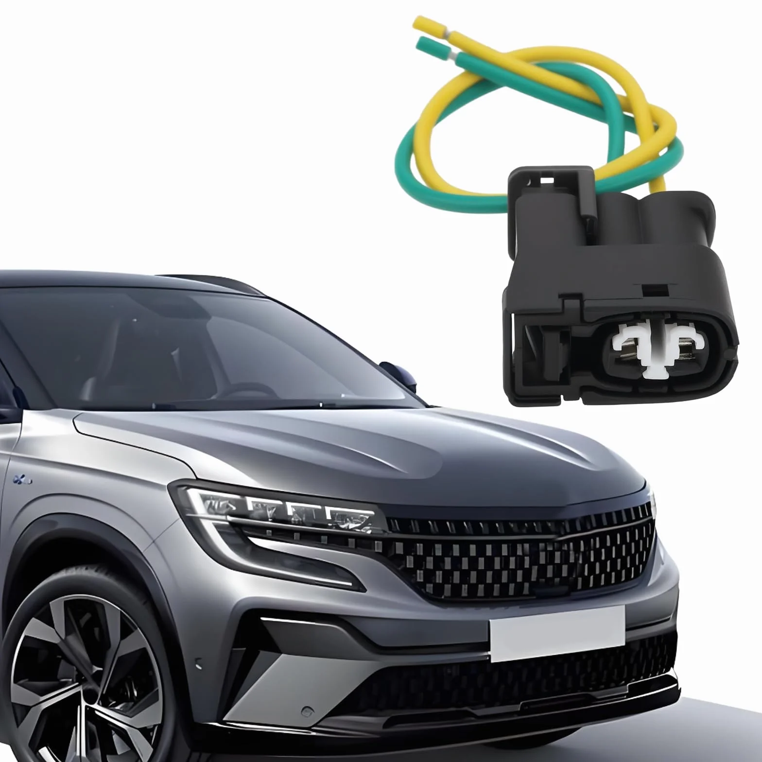 2-pinowe złącze cewki zapłonowej kompatybilne z Renault Avantime DE0, kompatybilne z Clio II BB0, długość żyłki 15 cm, 26,4 x 24,1 mm, z 4 zaciskami dwubiegunowymi złączem cewki