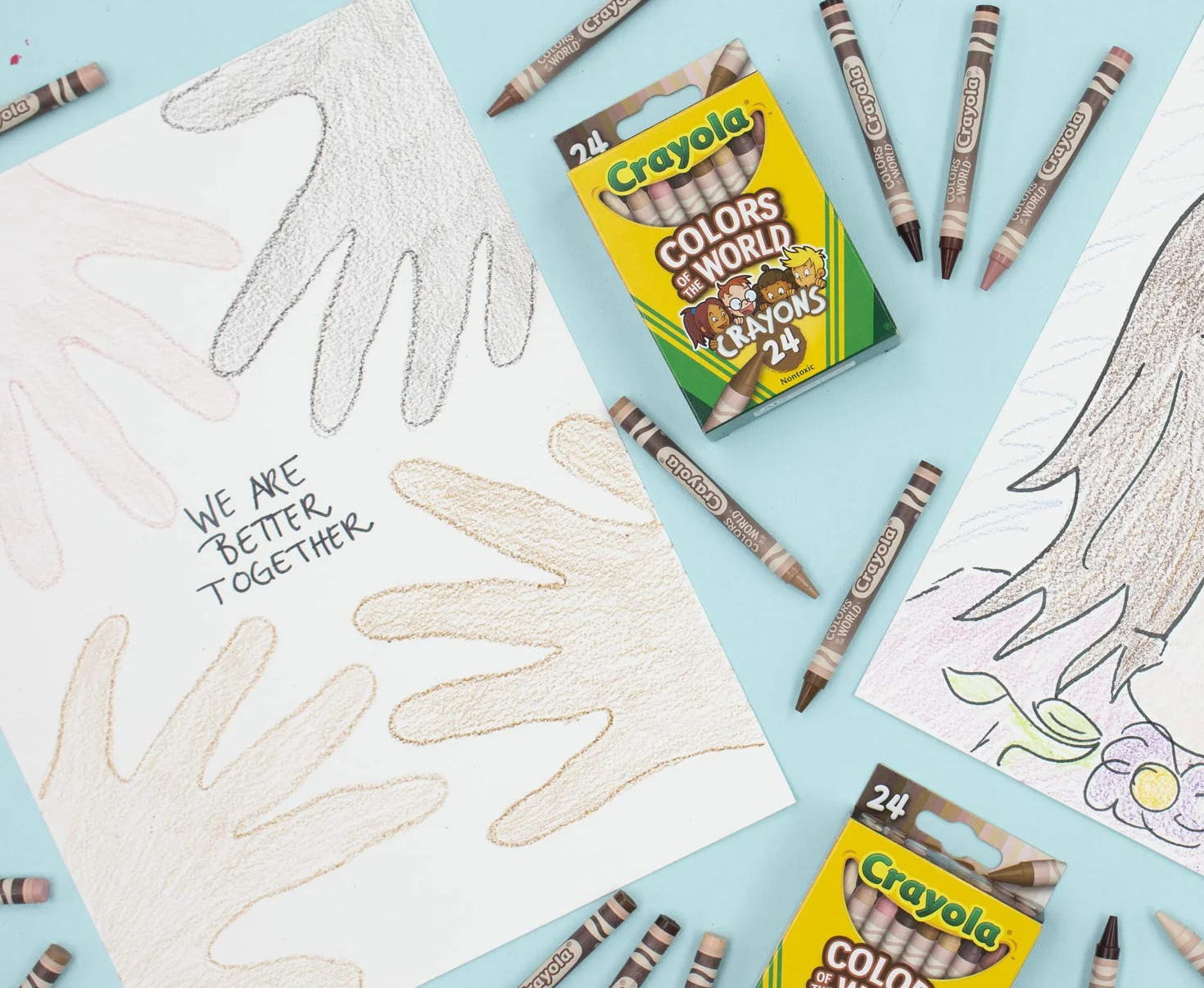 CRAYOLA Colours of the World Kredki woskowe – różne kolory (24 sztuki) | kolory, które reprezentują odcienie skóry z całego świata, idealne dla dzieci w wieku od 3 lat