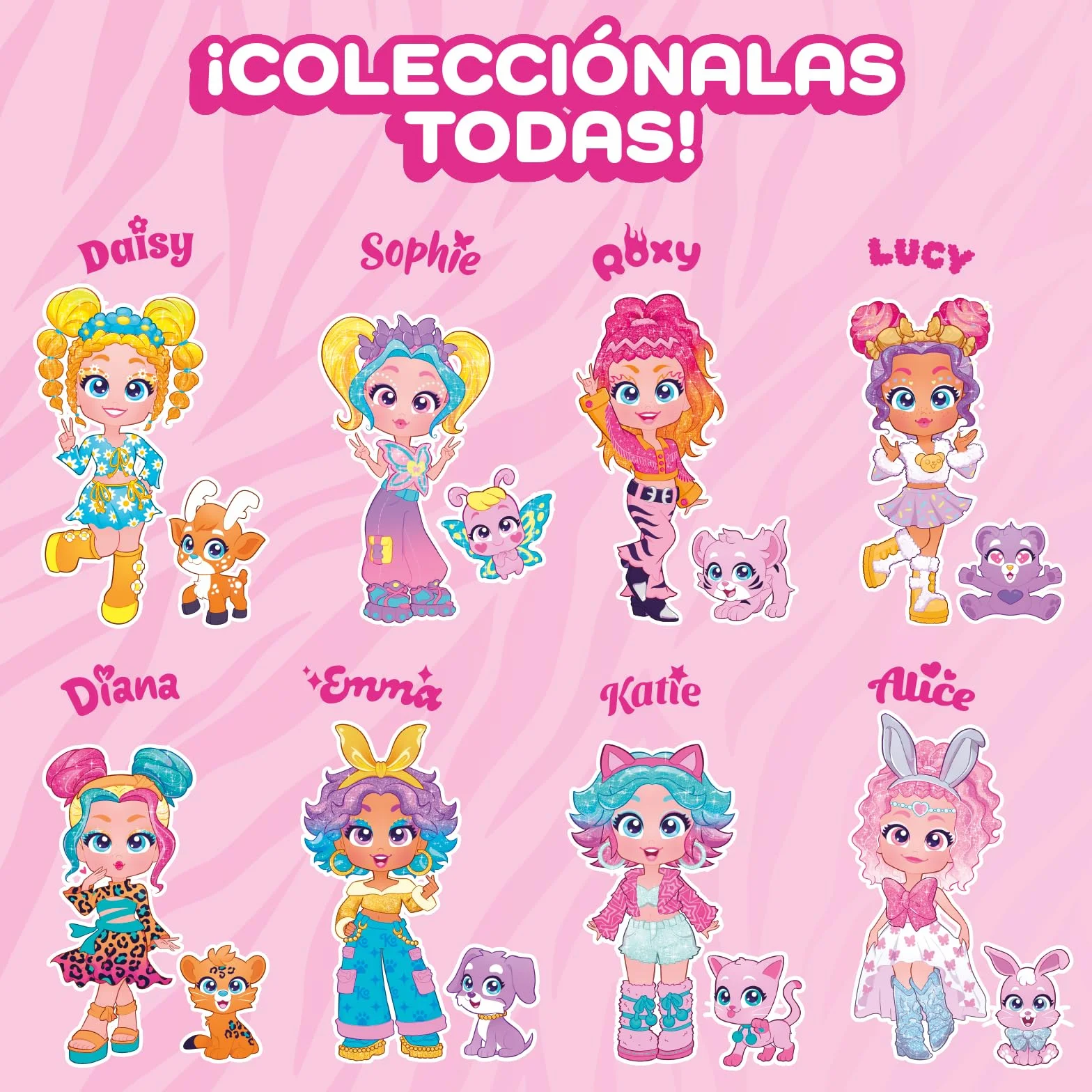 KOOKYLOOS Pet Party DIANA– Kolekcjonerska laleczka Diana ze swoim lampartem. Zawiera laleczkę Kookyloos Diana, 1 zwierzaka, modny strój, buty oraz akcesorium. 1 laleczka, 3 różne minki!