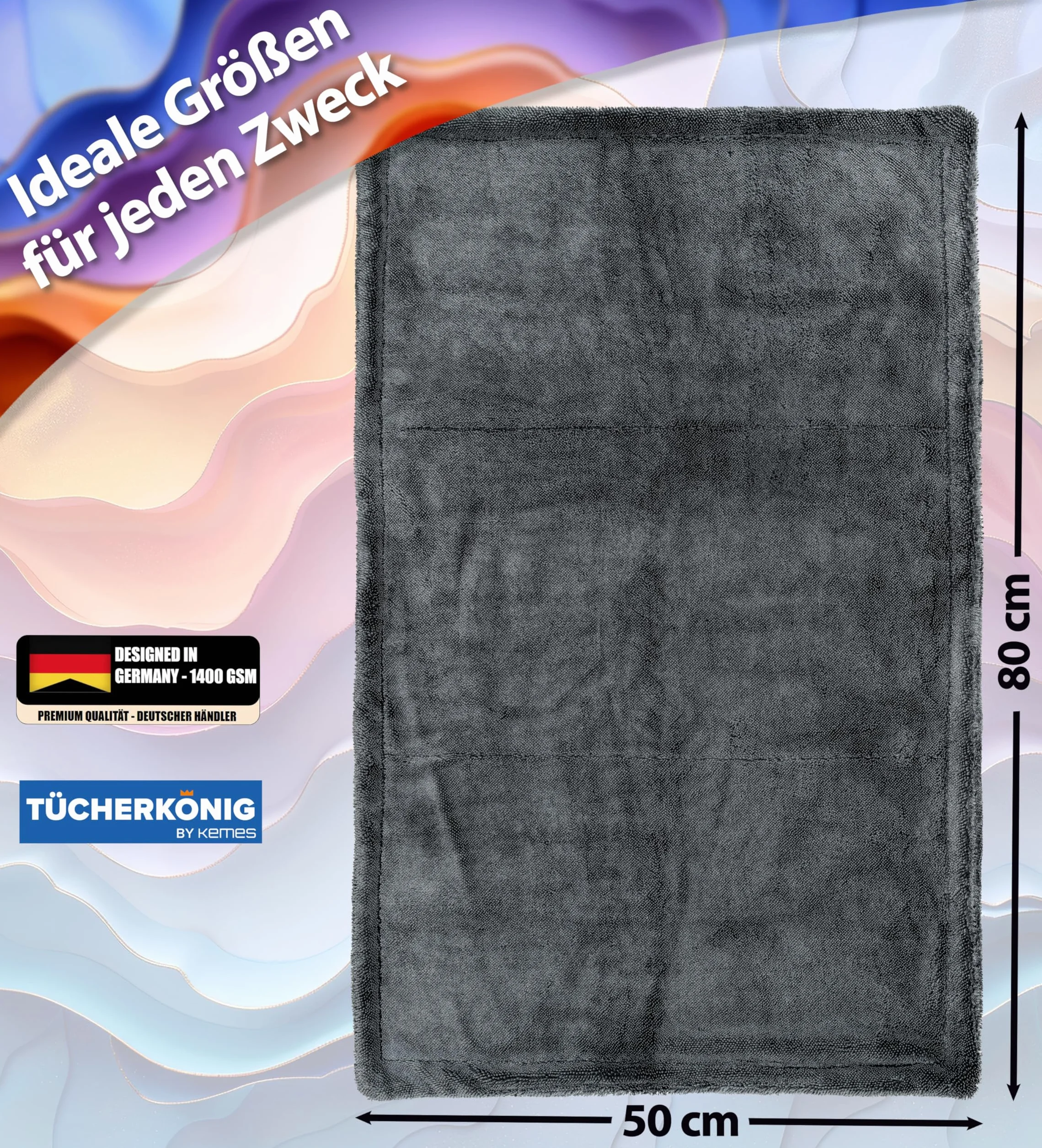 Kemes Ściereczki z mikrofibry XXL 1400 g/m² 50 x 80 cm szara