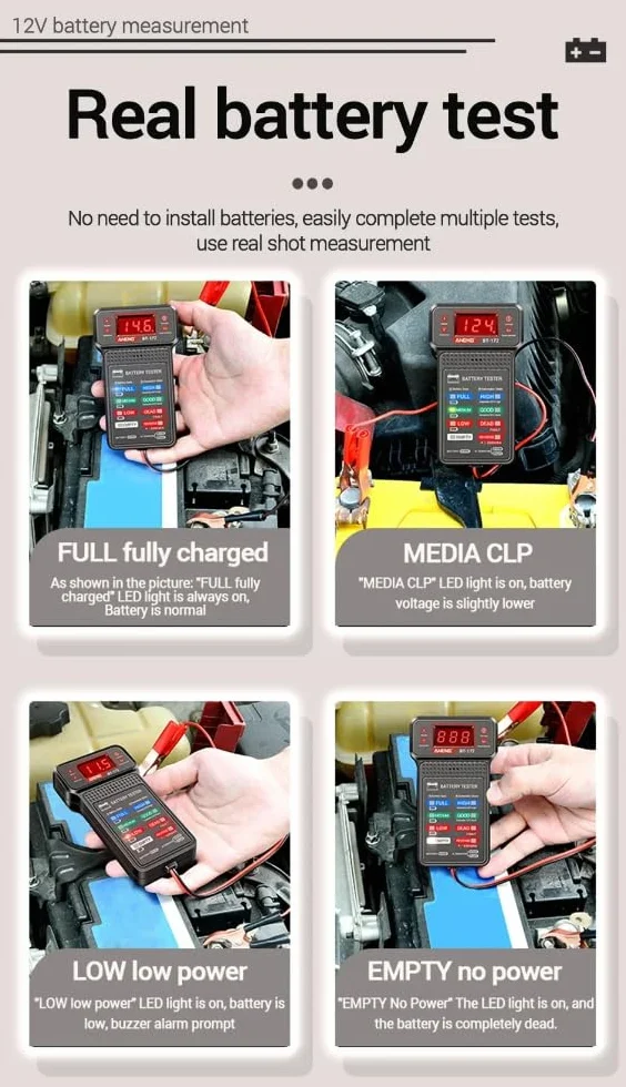DollaTek Tester Akumulatorów Samochodowych 100-2000CCA - Narz?dzie Do Testowania Awarii 12 V - Tester Obci??enia Akumulatora i Alternatorów
