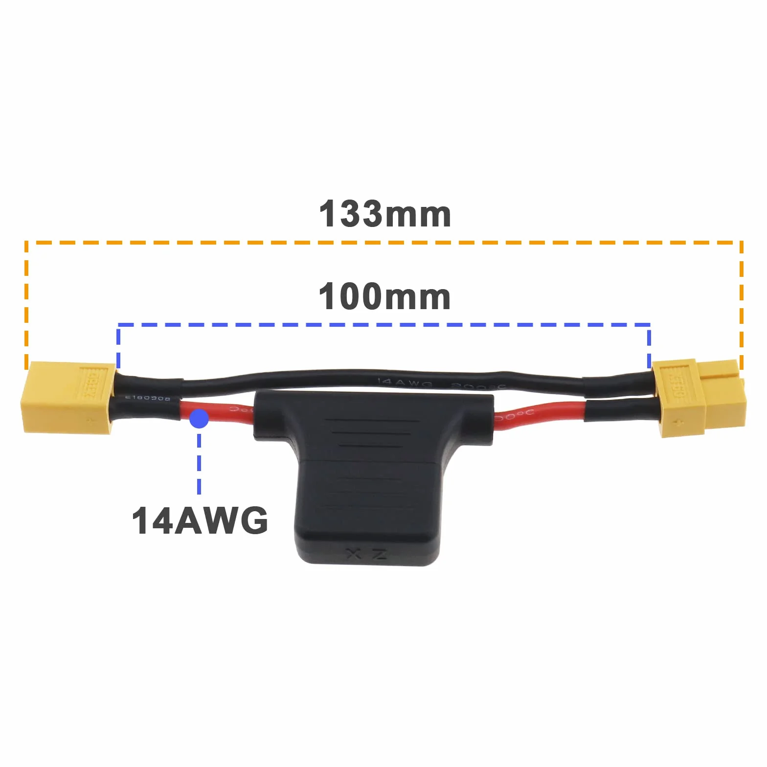 Kabel przedłużający XT60 męski na XT60 żeński z bezpiecznikiem 30 A 14 AWG przewód silikonowy do rowerów elektrycznych drona RC samochód quadcopter ładowarka akumulatora