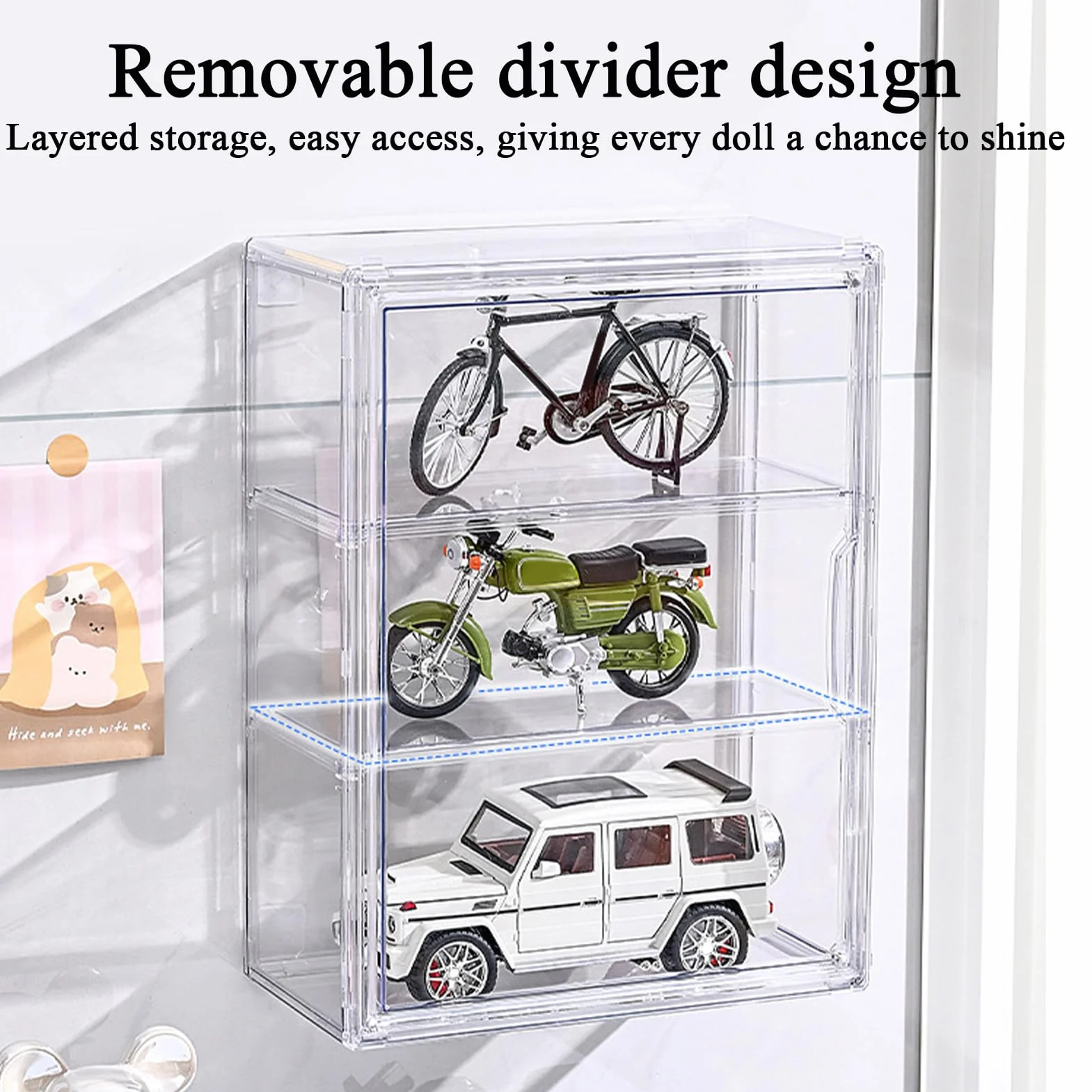 Gablota na miniatury, akrylowy organizer dla lalek z magnetycznymi drzwiami, pudełko do przechowywania figurek z wyjmowaną półką, do domu, mieszkania, szkoły, książek, , lalek, figurek