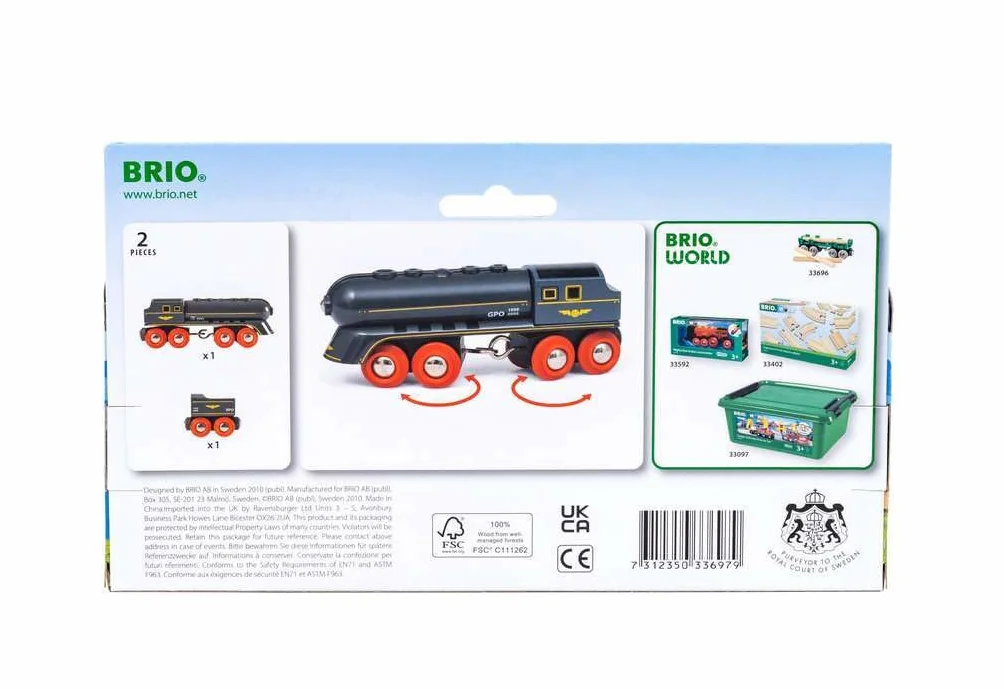 Brio 63369700 Pociąg Pocisk (63369700) Bezpieczna Zabawka Dla Dzieci Powyżej 3 Lat,Biały,Speedy Bullet Train 33697