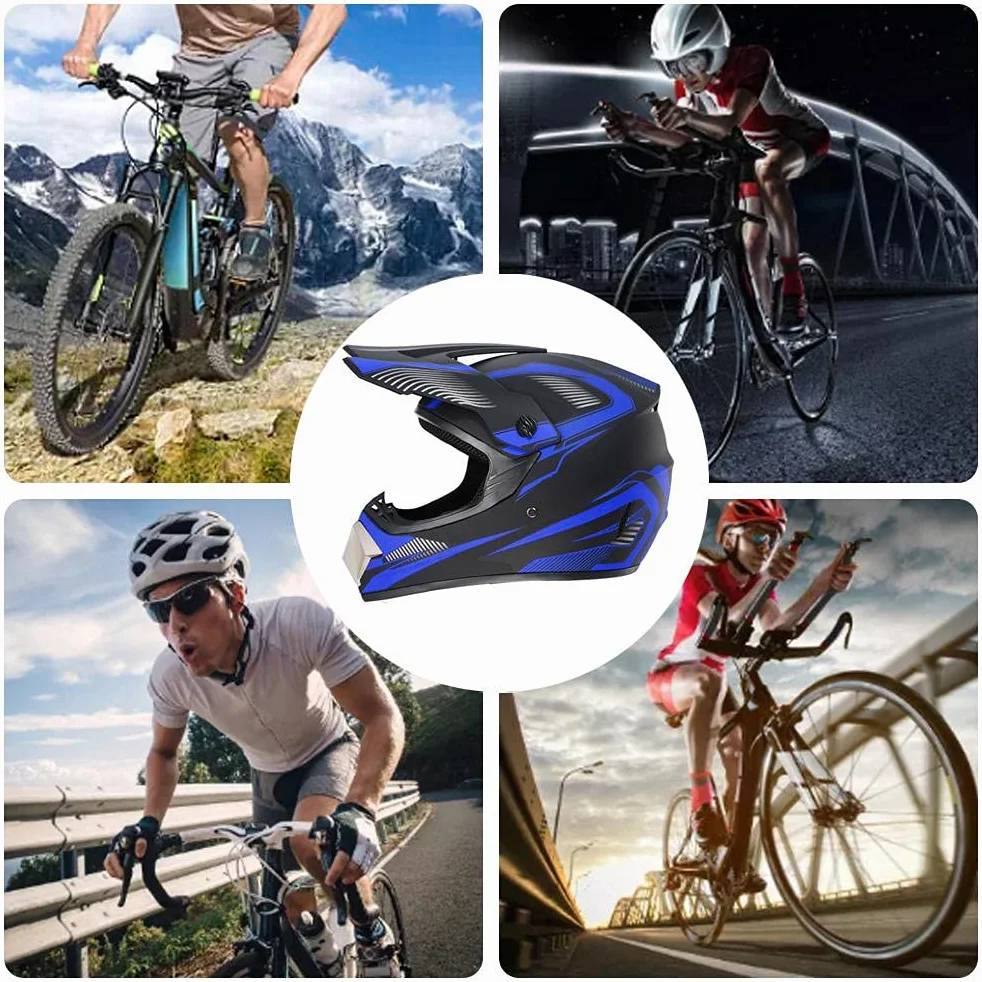 HAOXU Kask motocrossowy z goglami na twarz, maska na całą twarz, kask MTB Off-Road Electric Dirt Bike Motorcyccle/Mountain Bike kask dla dorosłych dzieci