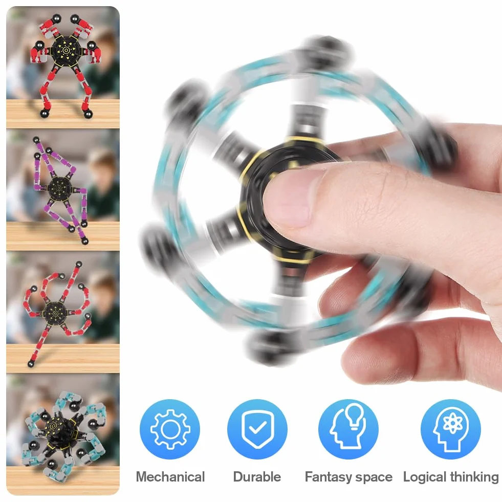 Ainiv Deformable Robot Fidget Spinner Toys, 10 szt. Transformujący łańcuch z palcami, zabawna, kreatywna zabawka Fidget DIY do łagodzenia stresu na palcach dla nastolatków i dorosłych, na imprezę
