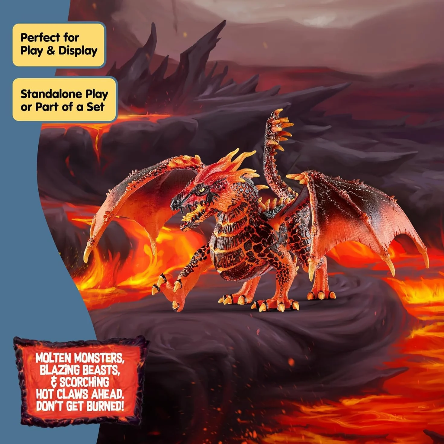 schleich ELDRADOR CREATURES | Magmowy smok 70138 | Figurka potwora schleich z ruchomą szczęką i skrzydłami | świetny prezent dla dzieci od 7 lat | 20 x 14 x 15 cm