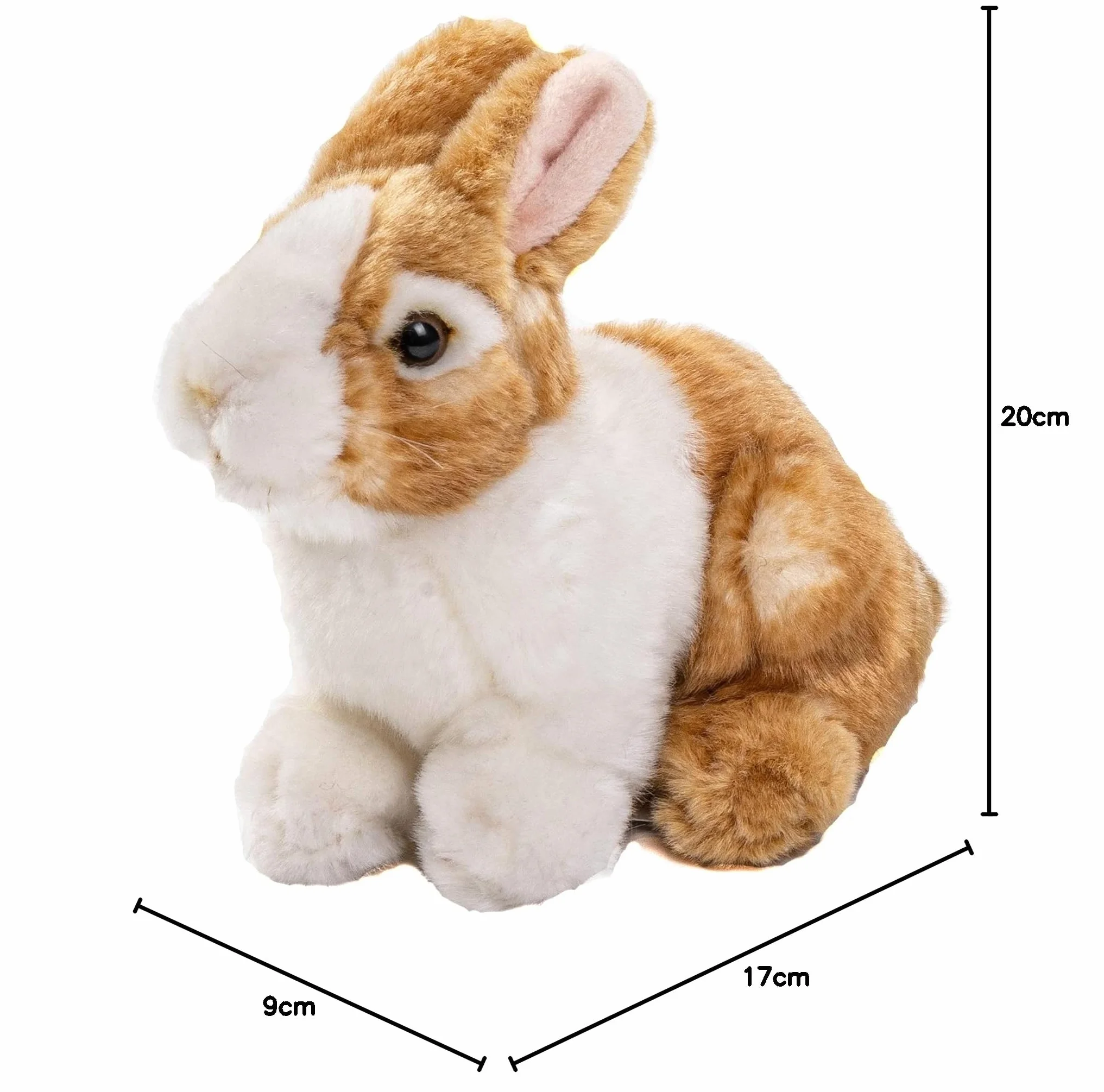 Uni-Toys Królik brązowo-biały, siedzący – 20 cm (długość) – pluszowy zając – pluszowa zabawka, przytulanka