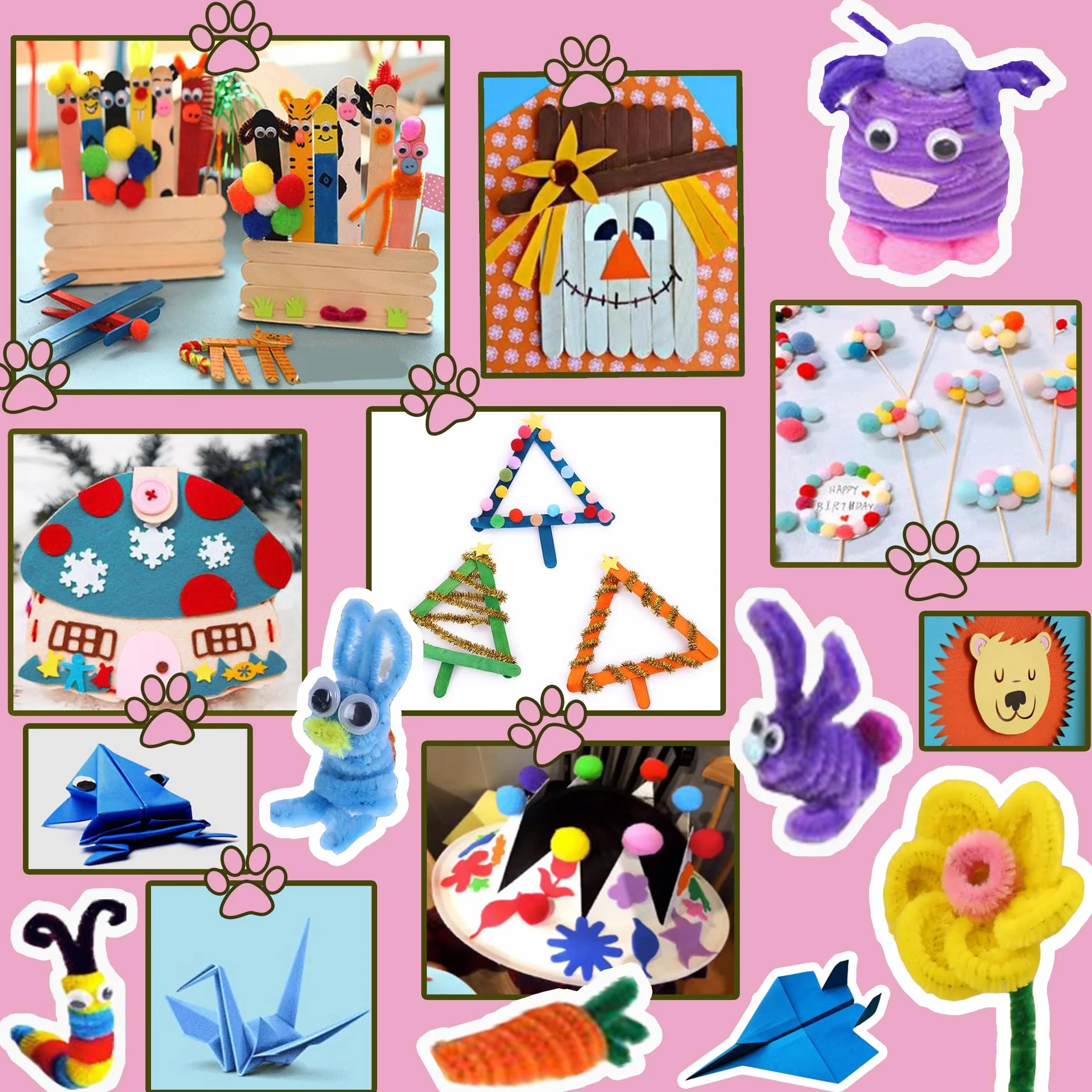 Lubibi Walizka do majsterkowania dla dzieci, zestaw do majsterkowania DIY, zestaw materiałów do majsterkowania z wyciorem do fajki, pomponami, kulkami, materiałami do scrapbookingu, kreatywne