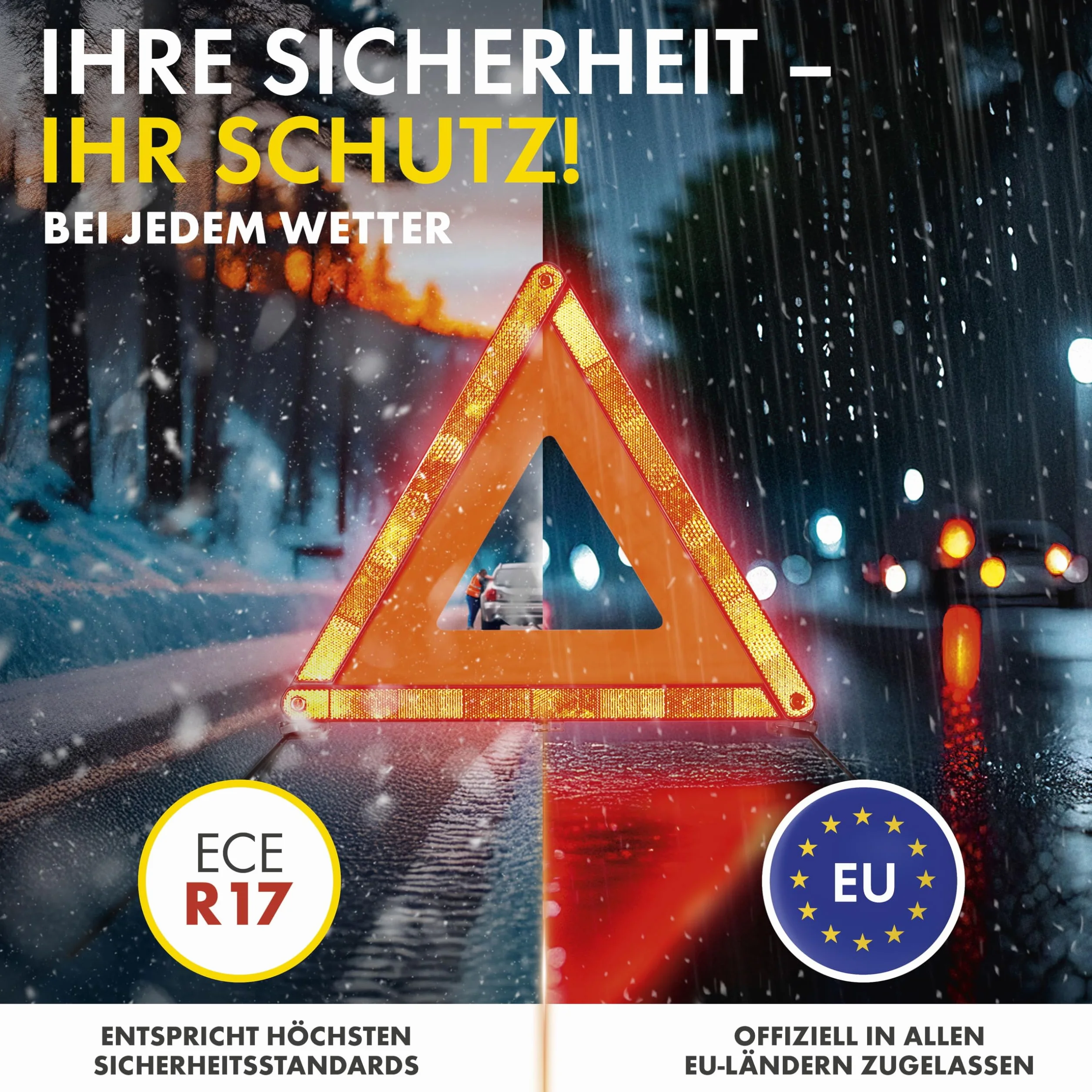 Walser 44266 trójkąt ostrzegawczy z futerałem, czerwony
