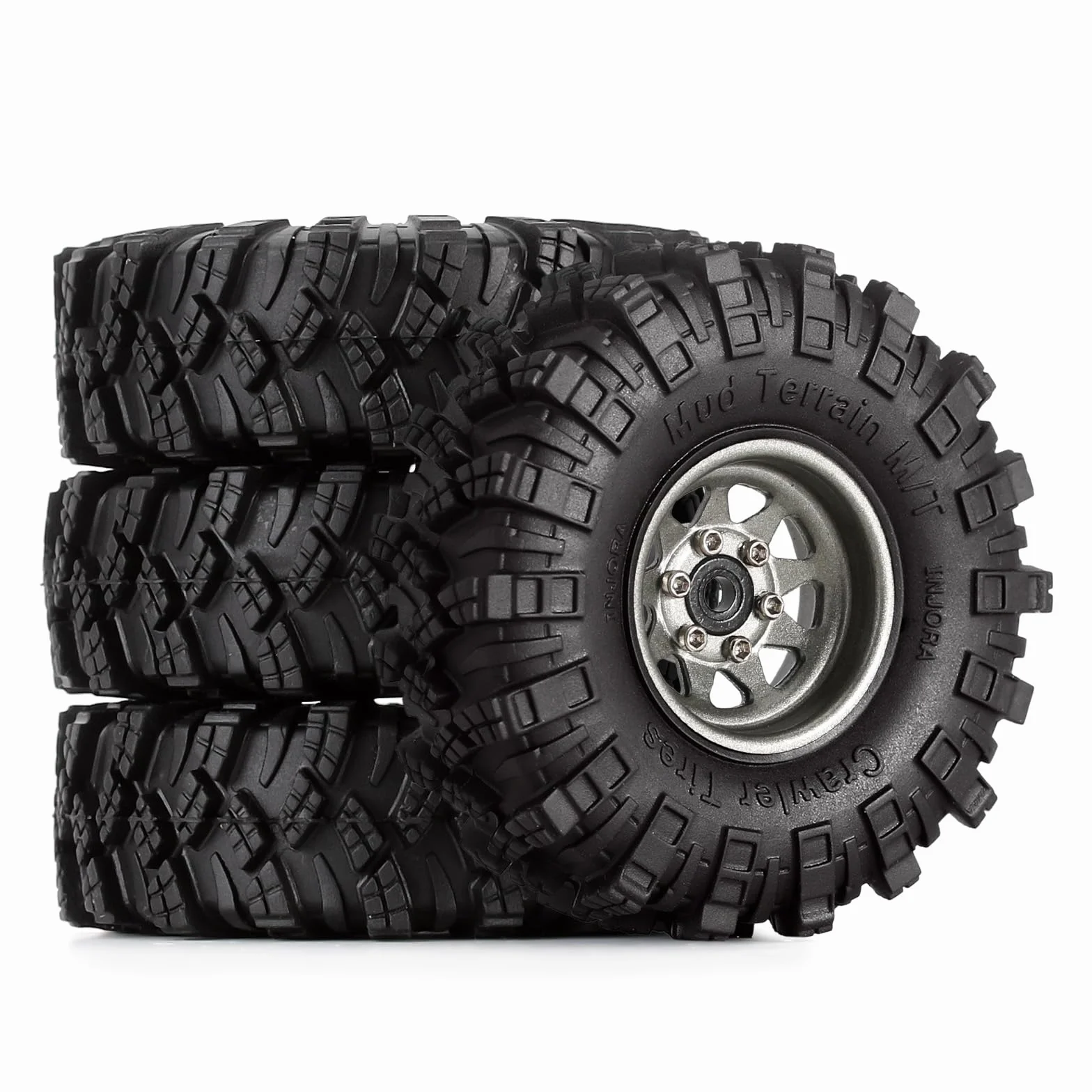 INJORA Zestaw 1.0 RC Beadlock koła błotne opony Deep Dish, opony do TRX4M 1/18 Axial SCX24 Gladiator Deadbolt Bronco C10 JLU części do RC Crawler Car, S5
