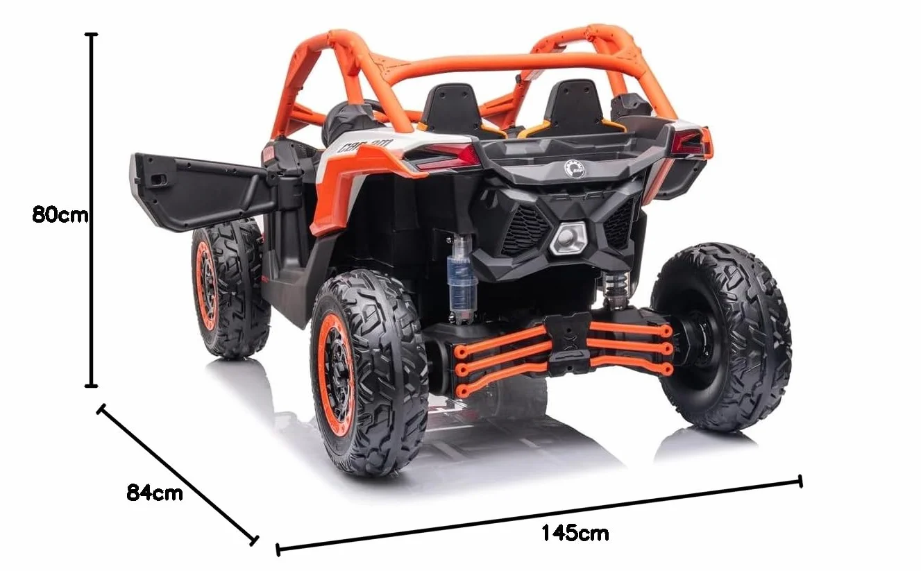 Samochód Buggy 24V Can-Am MARVERICK UTV, 4 x 200 W, pomarańczowy, 2-osobowy dla dzieci w wieku 1-8 lat, RC rodzicielski