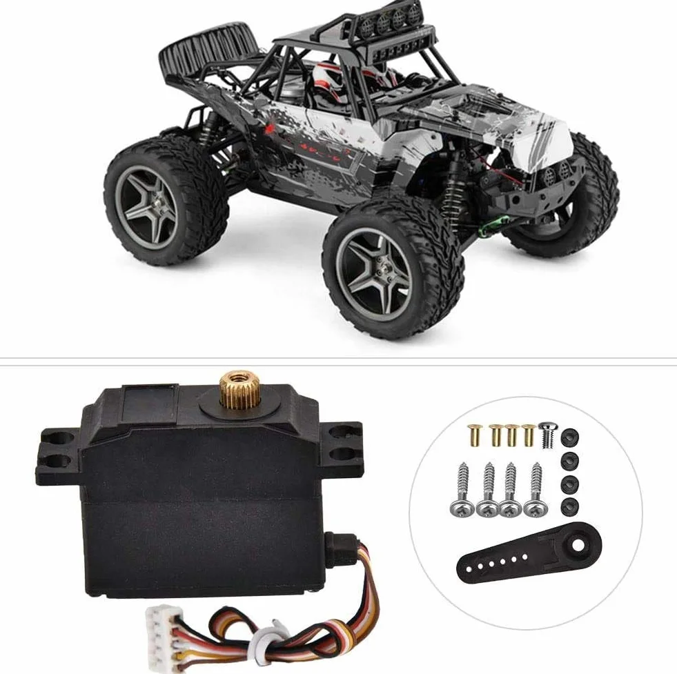 DollaTek Five Wire RC Car Metal Servo, metalowe serwo z akcesoriami instalacyjnymi, kompatybilne z Wltoys 12428 12423 RC Cars